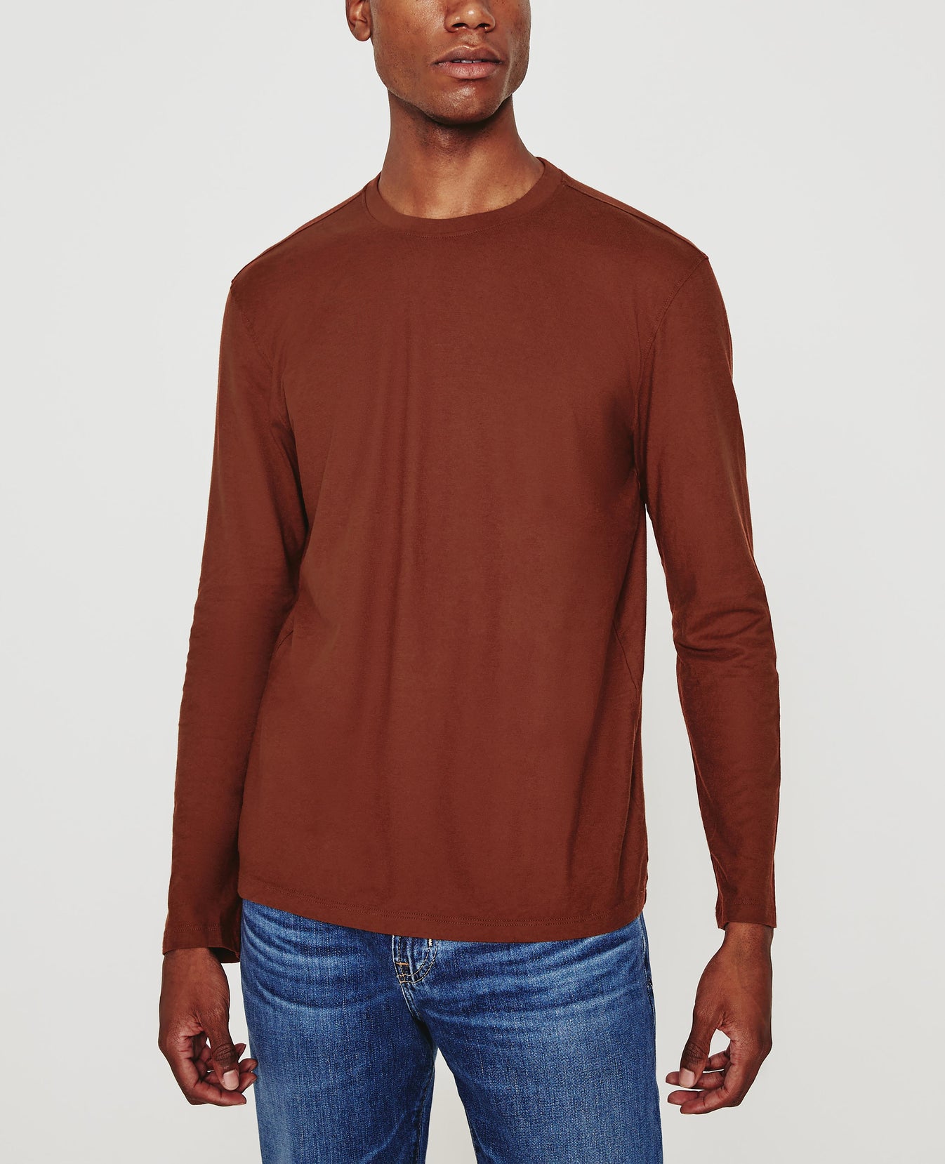 Bryce Long Sleeve Crew Fired Copper Classic Fit Crew Men Tops Photo 1