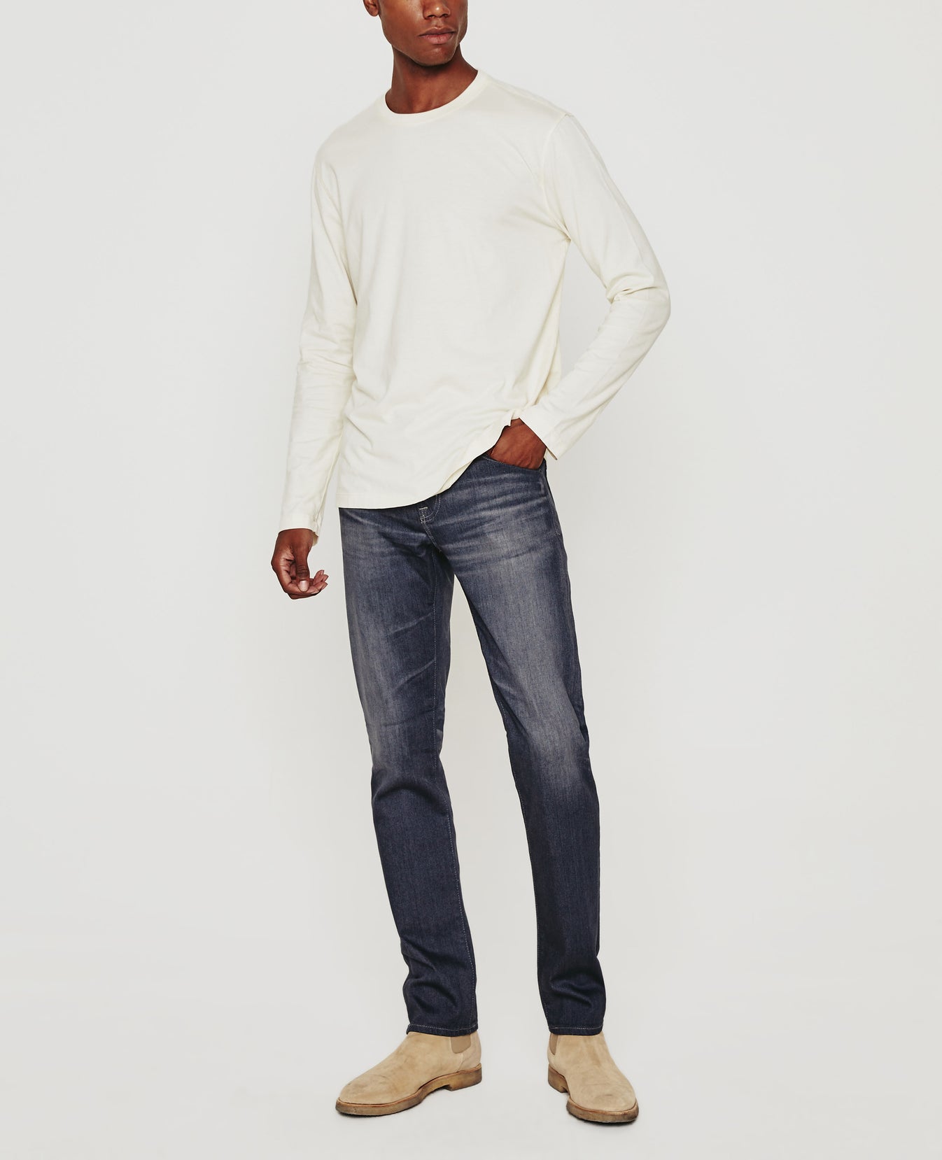 Bryce Long Sleeve Crew Ivory Dust Classic Fit Crew Men Tops Photo 2