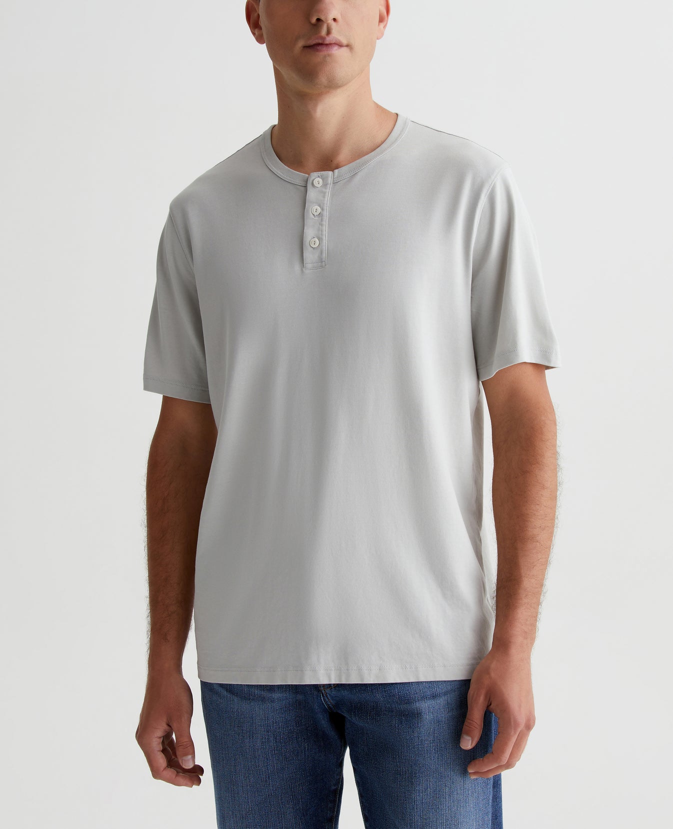 Bryce Short Sleeve Henley Silver Smoke Mens Top Photo 1