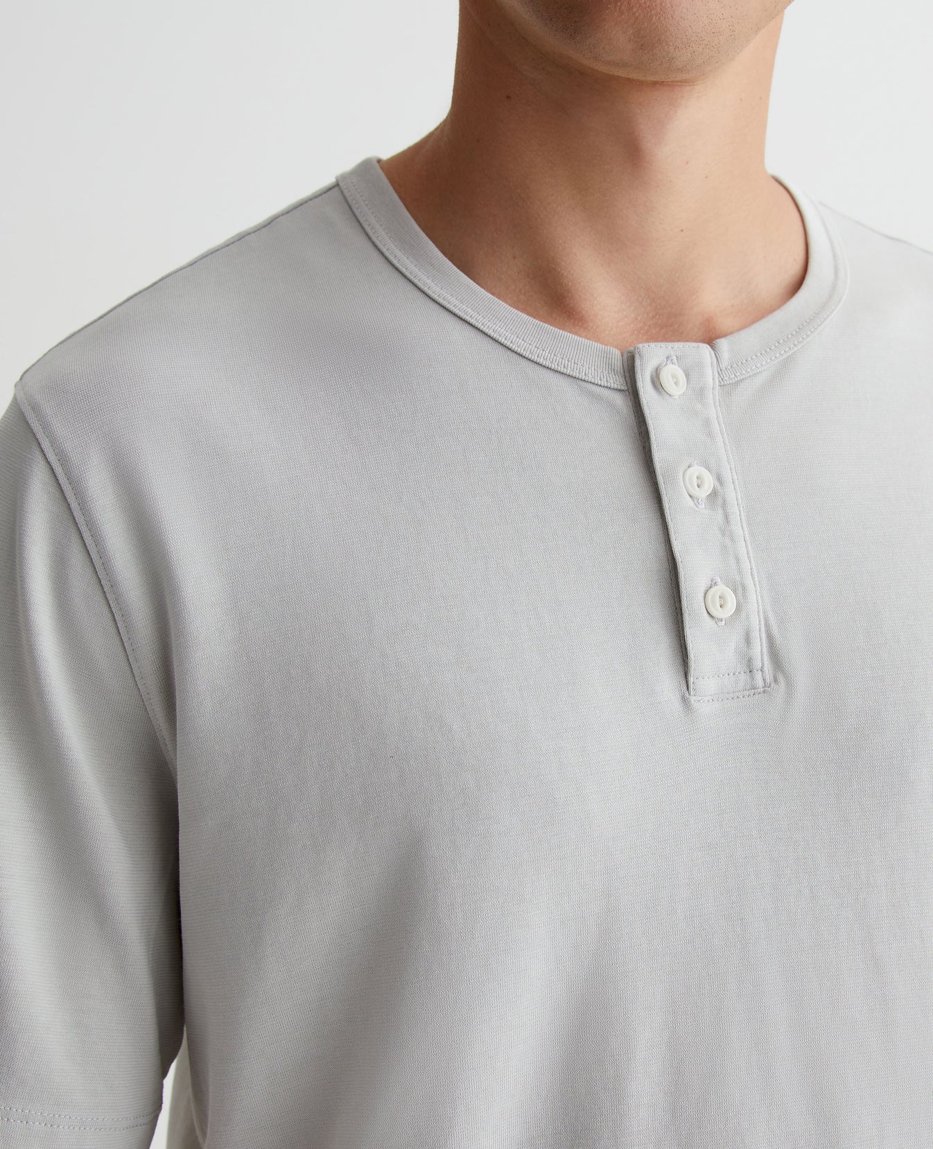 Bryce Short Sleeve Henley Silver Smoke Mens Top Photo 2