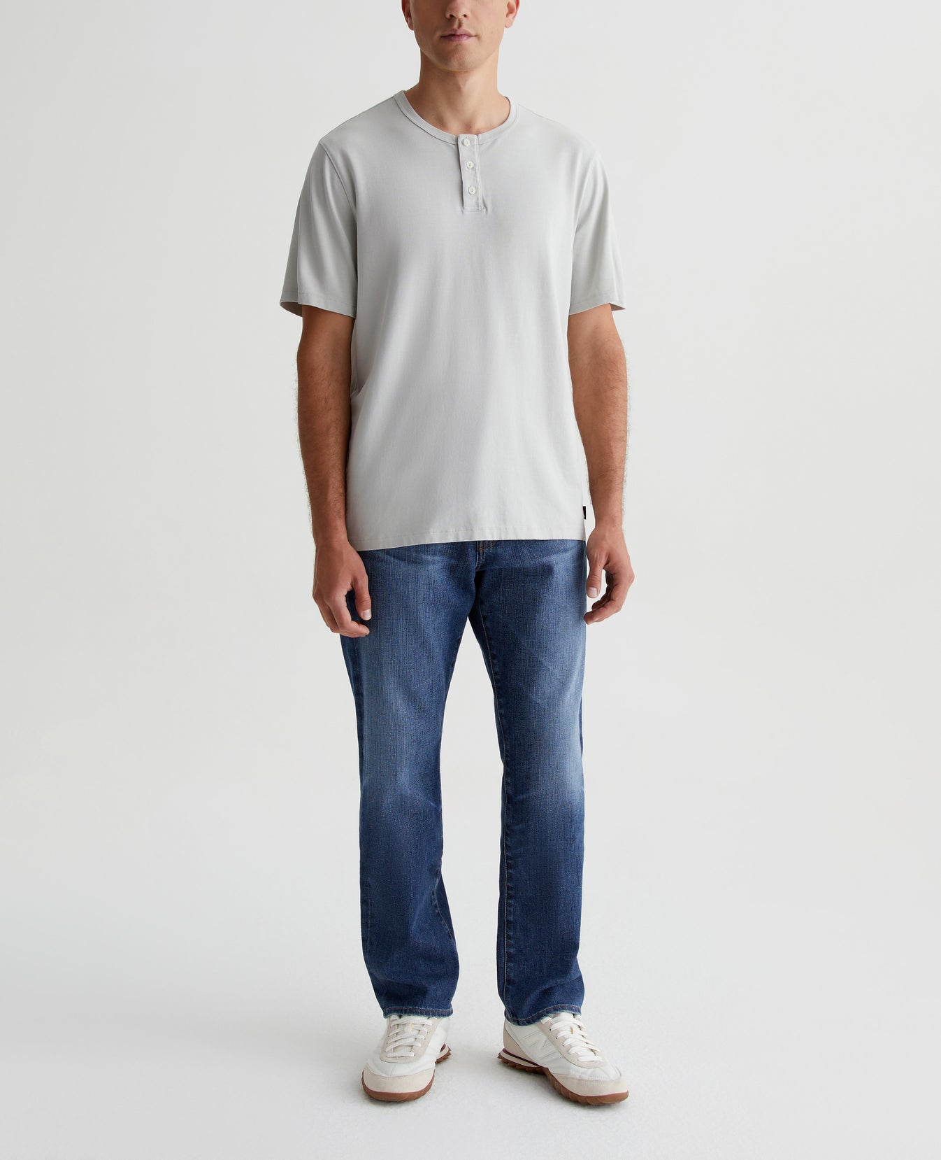 Bryce Short Sleeve Henley Silver Smoke Mens Top Photo 3