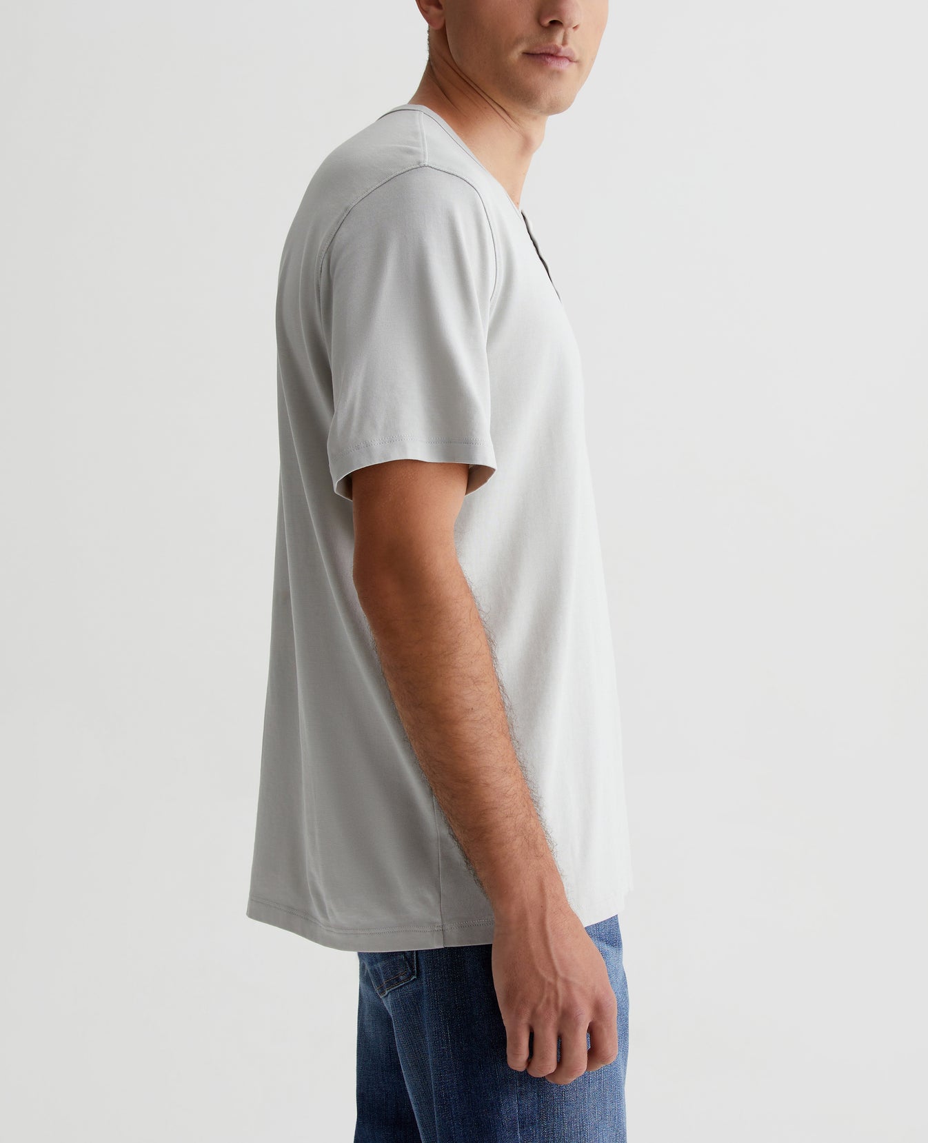 Bryce Short Sleeve Henley Silver Smoke Mens Top Photo 6