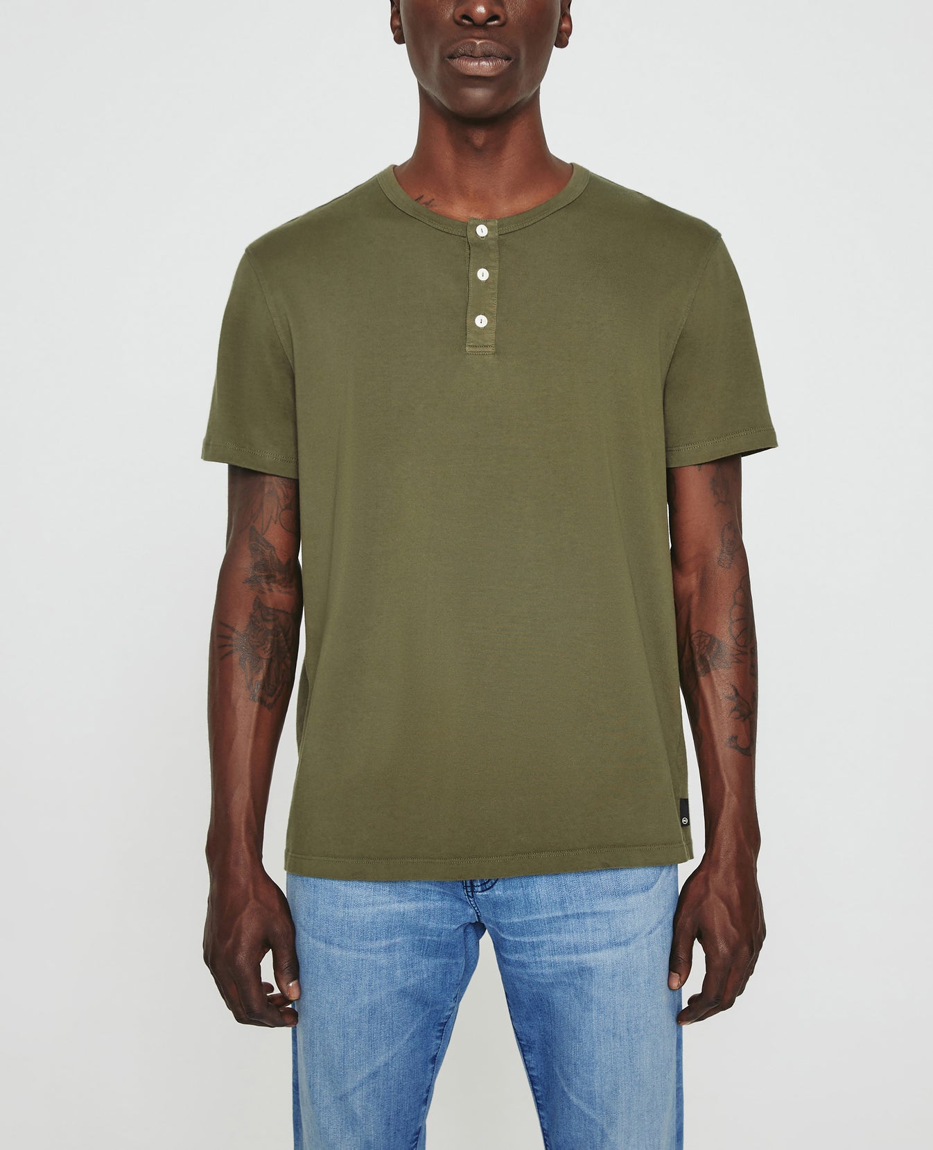 Bryce Short Sleeve Henley Shady Moss Mens Top Photo 1