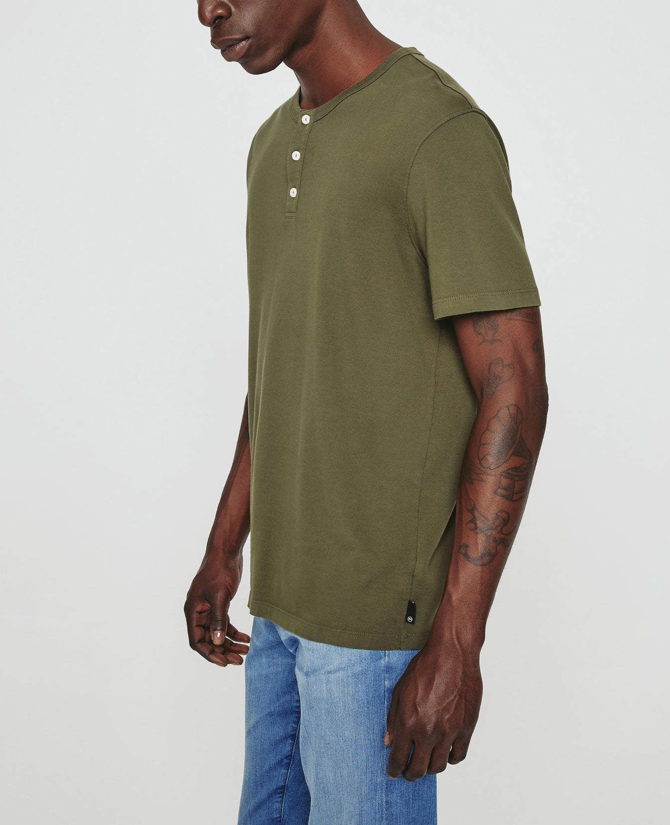 Bryce Short Sleeve Henley Shady Moss Mens Top Photo 4