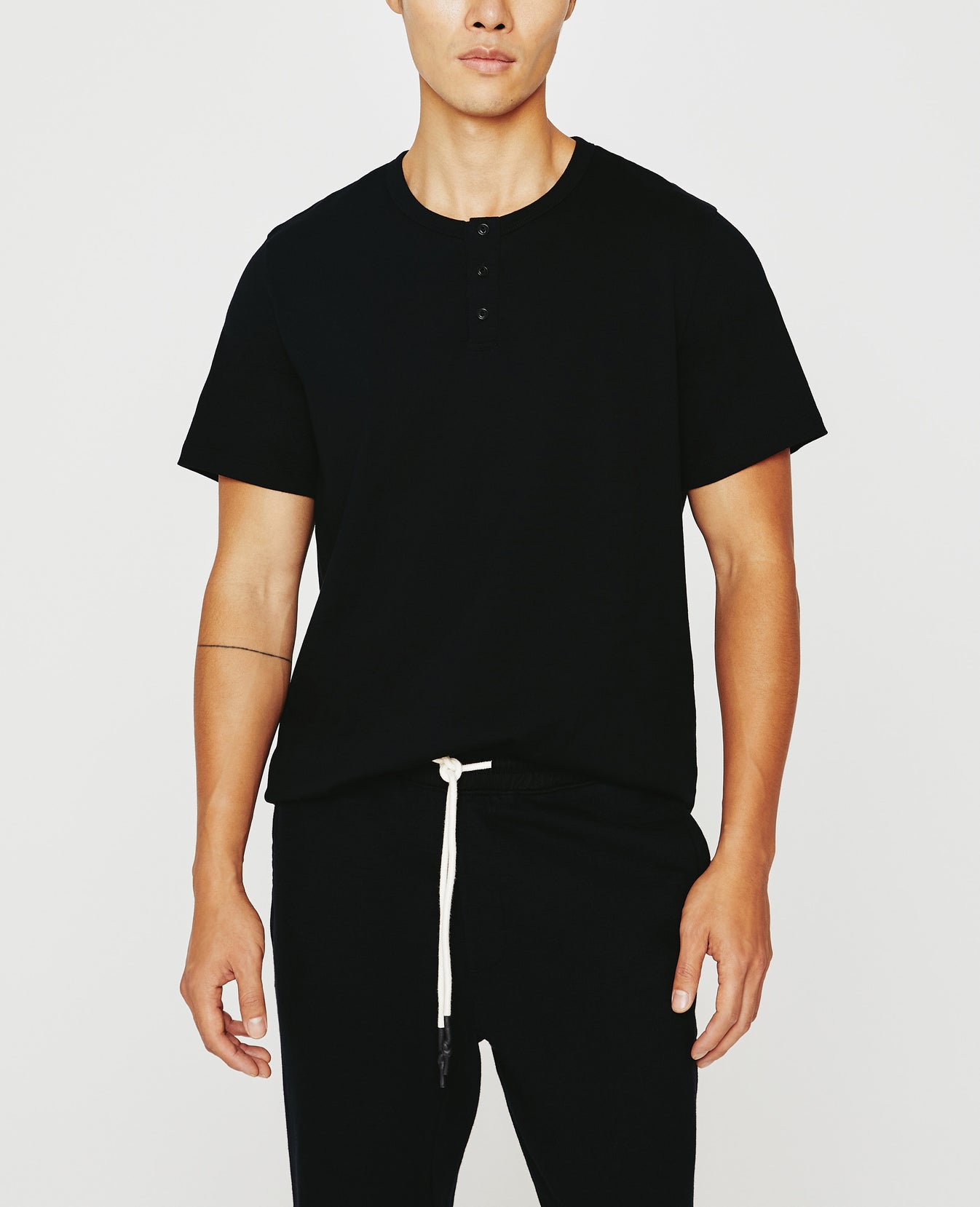 Bryce Short Sleeve Henley True Black Classic Henley Men Top Photo 1