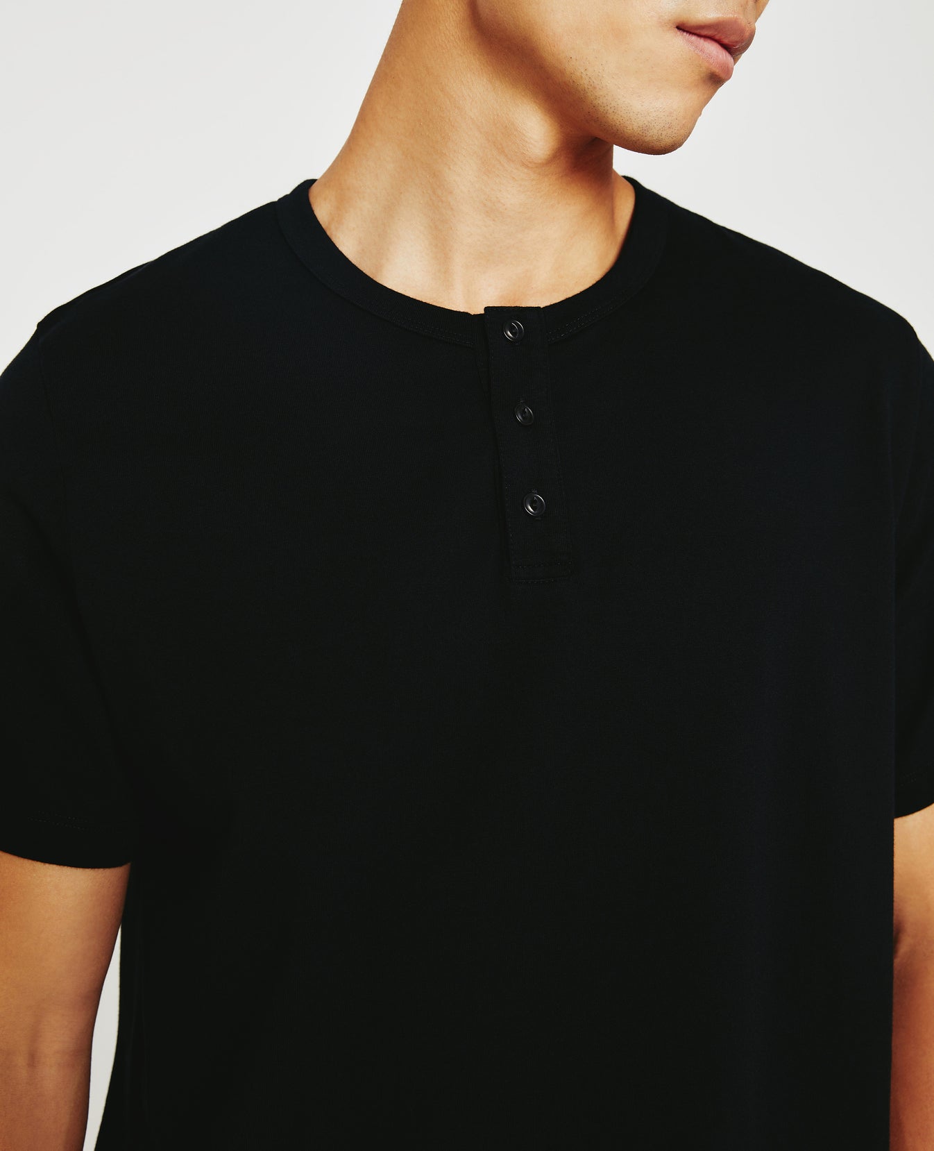 Bryce Short Sleeve Henley True Black Classic Henley Men Top Photo 2