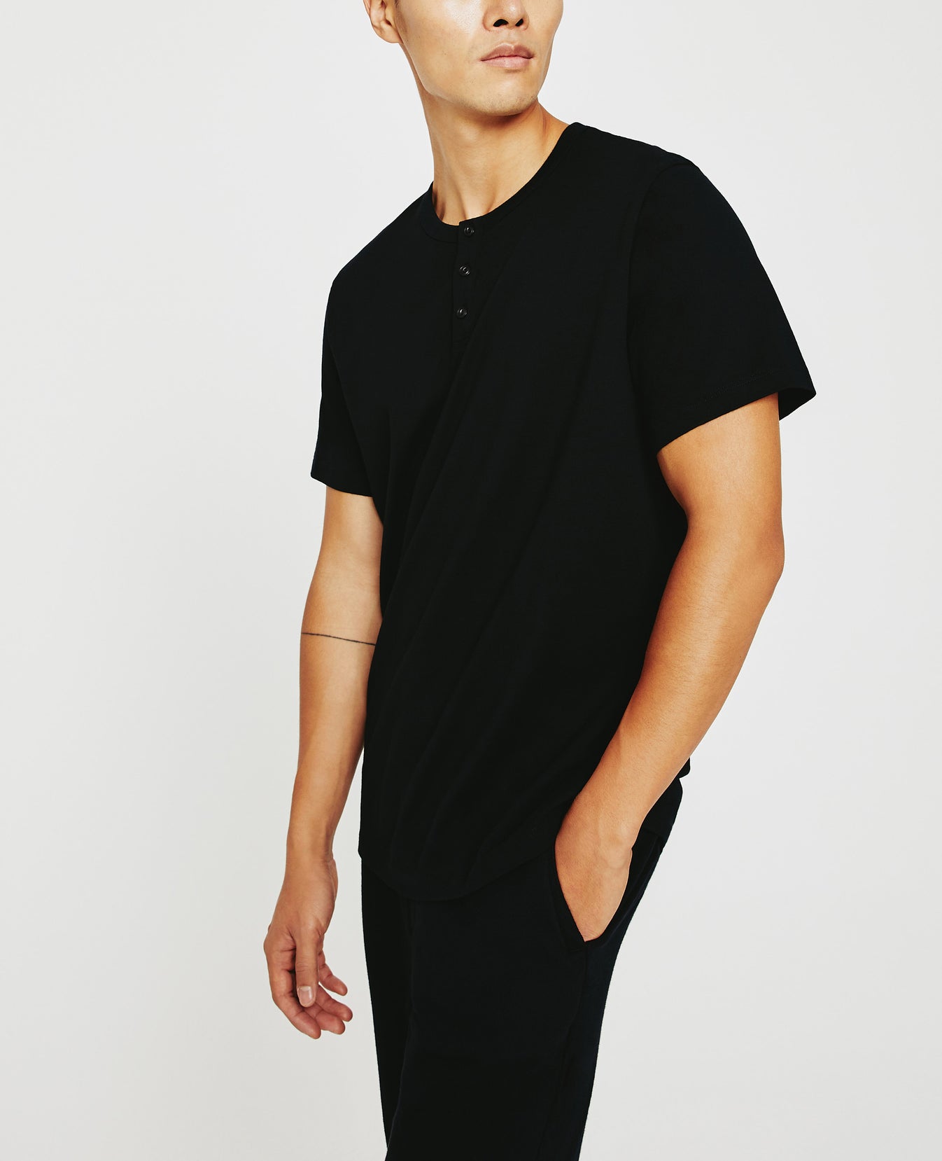 Bryce Short Sleeve Henley True Black Classic Henley Men Top Photo 5