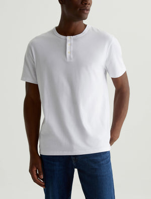 Bryce Short Sleeve Henley True White Classic Fit Short Sleeve Henley T-Shirt Men Top Photo 1