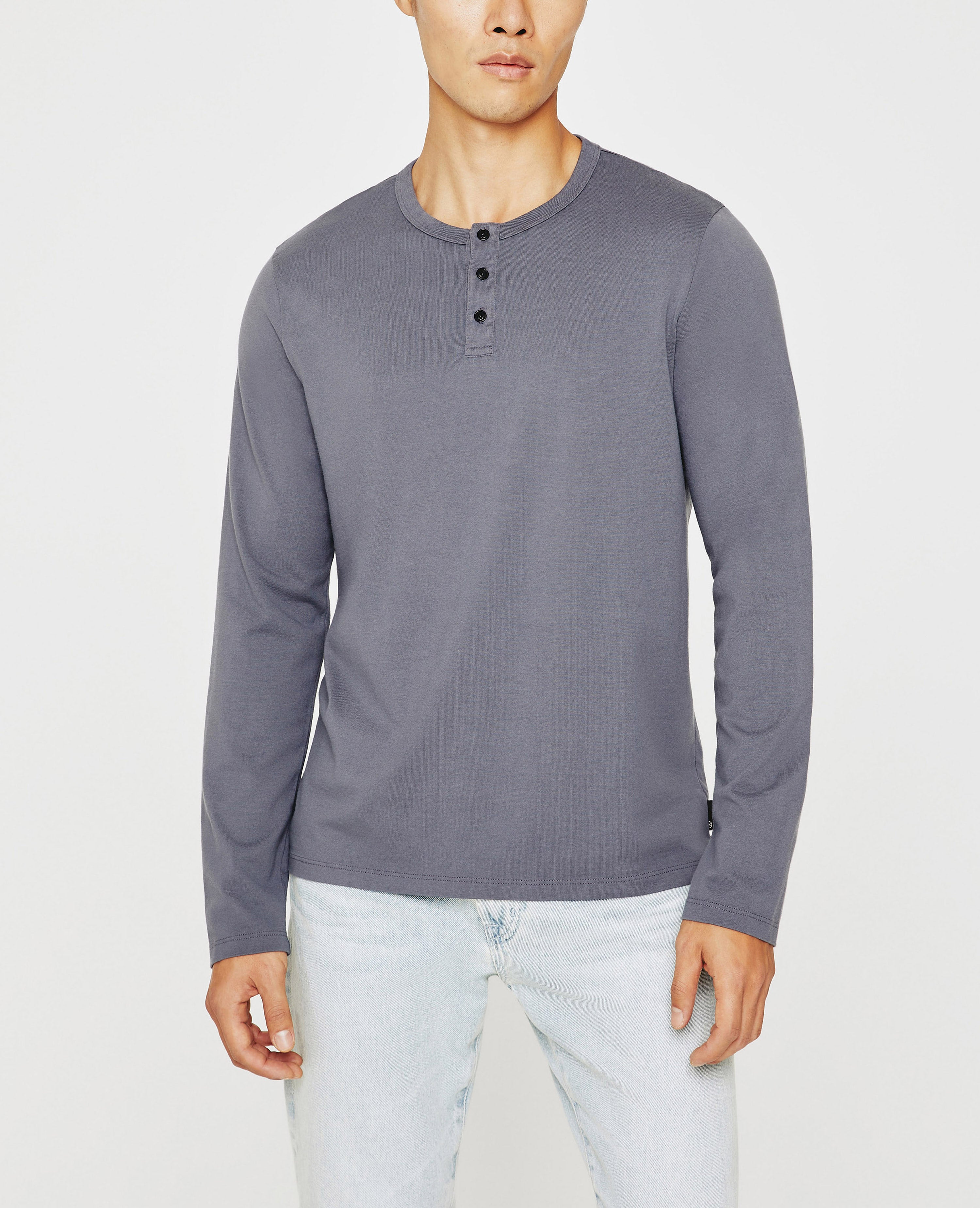 Mens Bryce Long Sleeve Henley Slate Sky
