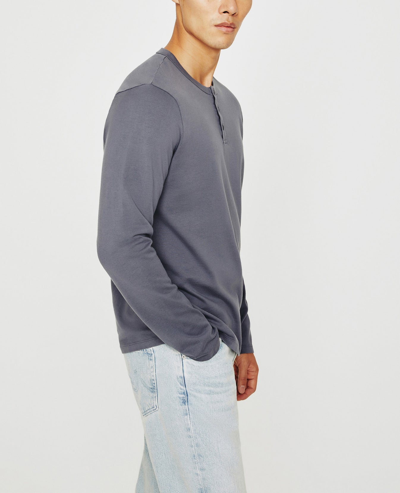 Bryce Long Sleeve Henley Slate Sky Classic Henley Men Top Photo 3