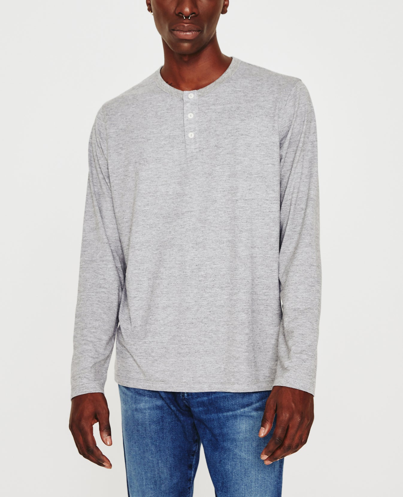 Bryce Long Sleeve Henley Heather Grey mens Top Photo 1