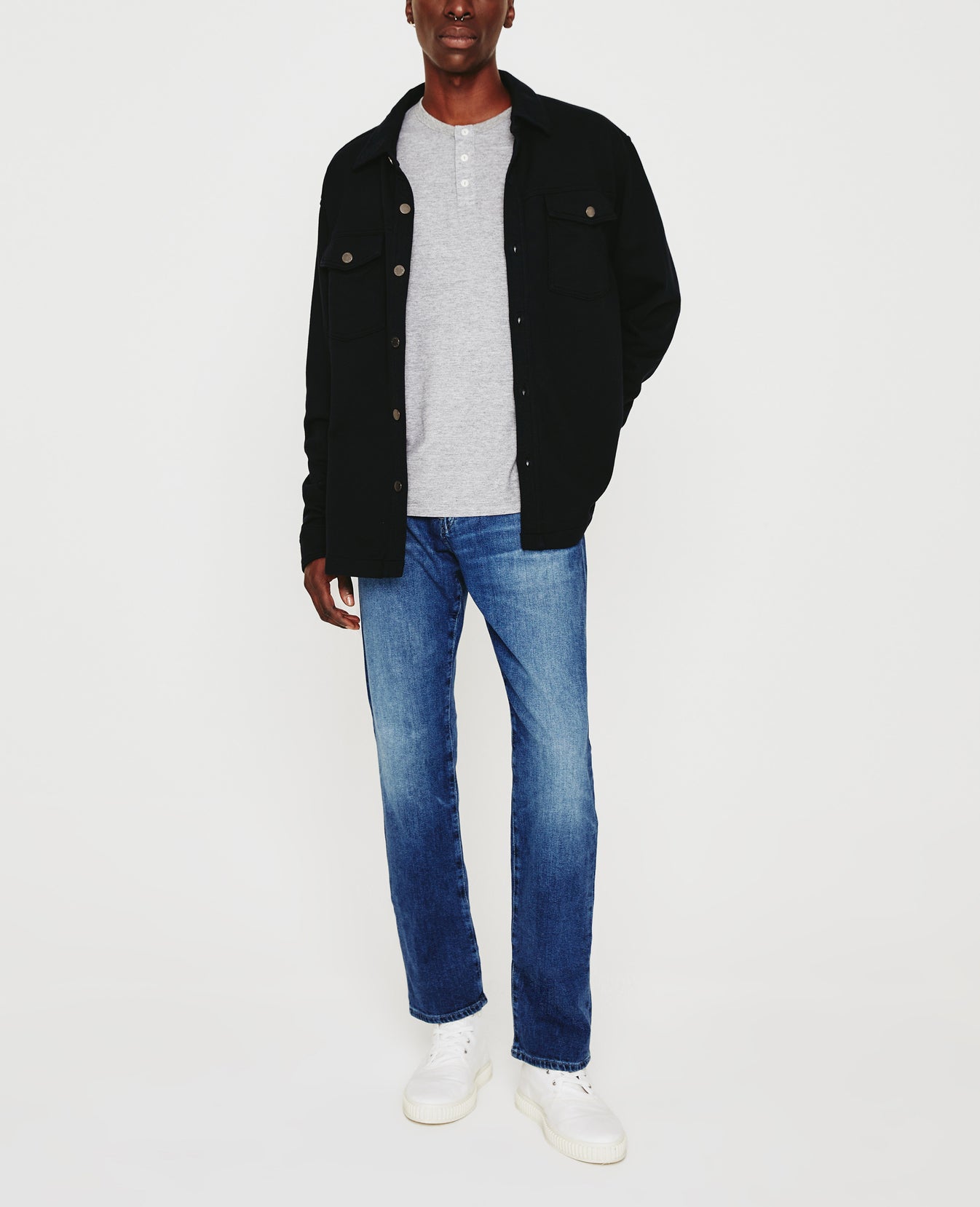 Bryce Long Sleeve Henley Heather Grey mens Top Photo 2