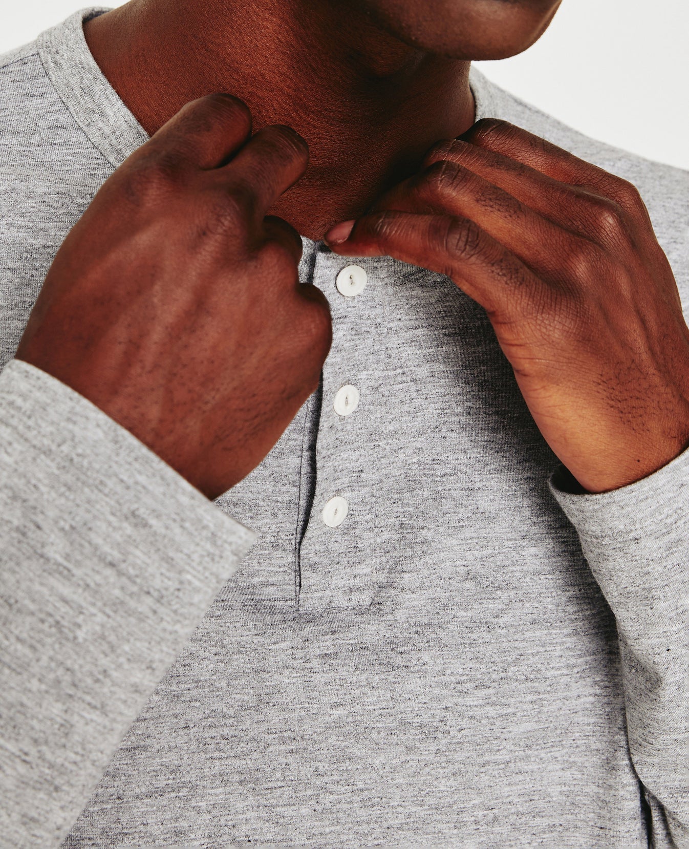 Bryce Long Sleeve Henley Heather Grey mens Top Photo 3