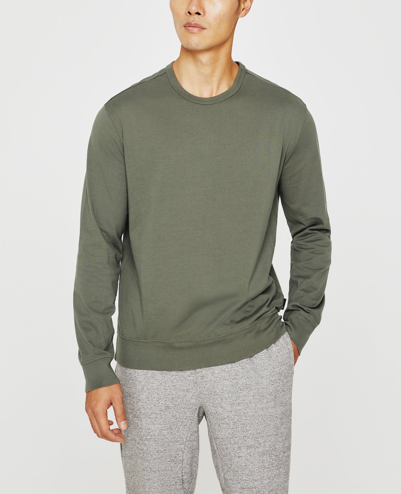 Wesley Pullover Hunter Sage Relaxed Crew Neck Pullover Men Top Photo 1