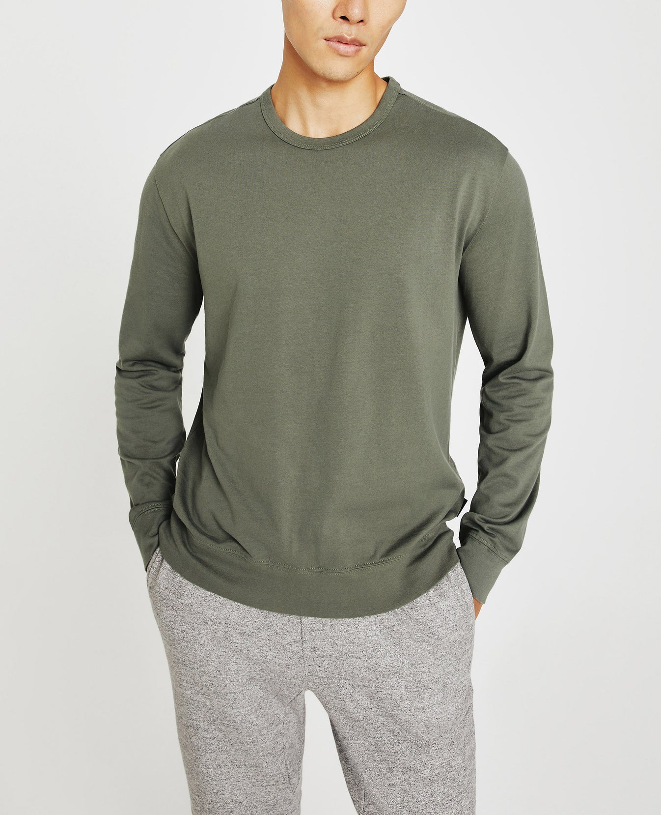 Wesley Pullover Hunter Sage Relaxed Crew Neck Pullover Men Top Photo 6