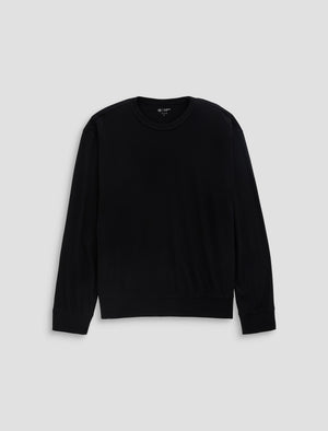 Wesley Pullover True Black Relaxed Fit L/S Crew Neck Pull Mens Tops Photo 9
