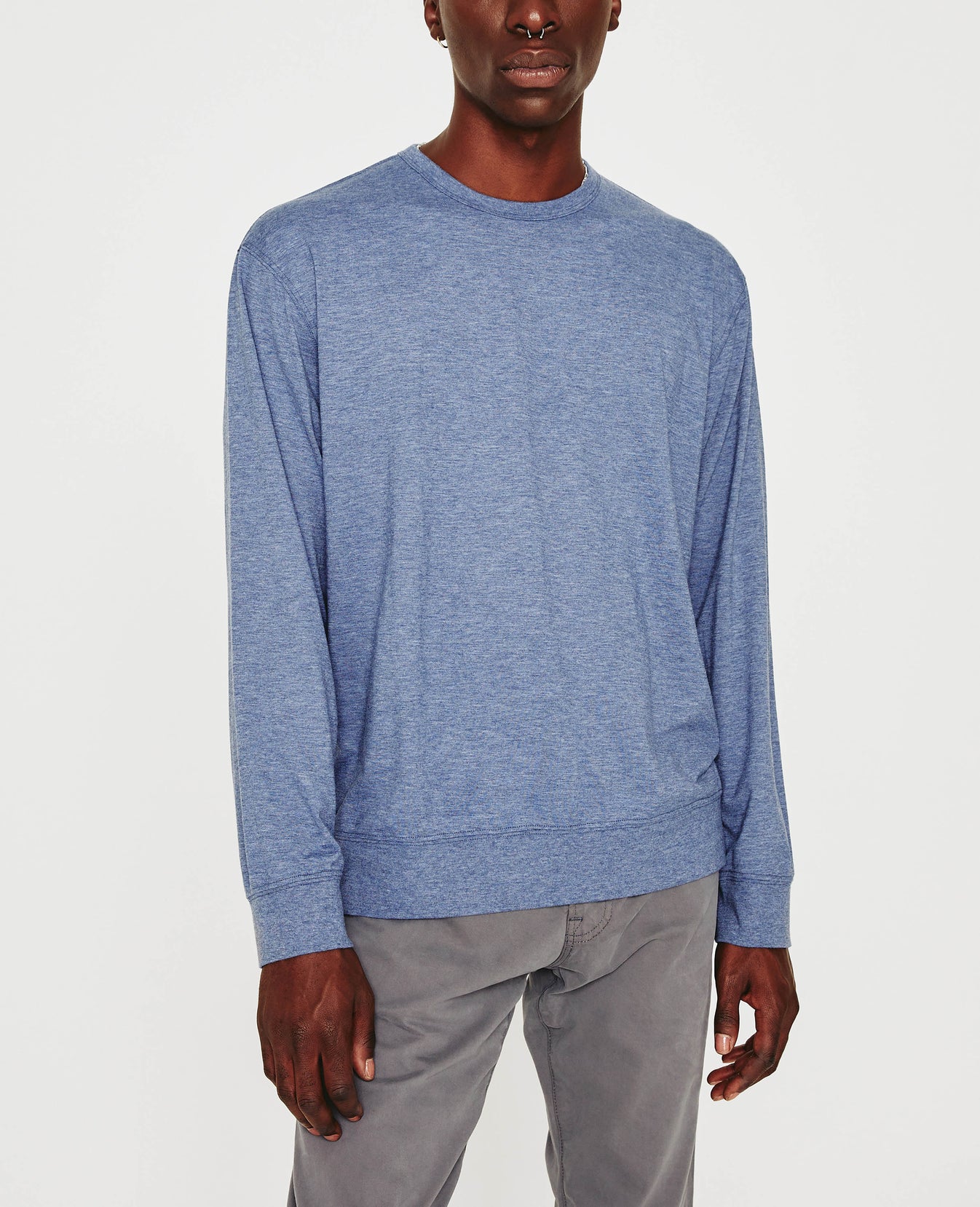 Wesley Pullover Heather Navy Mens Top Photo 1