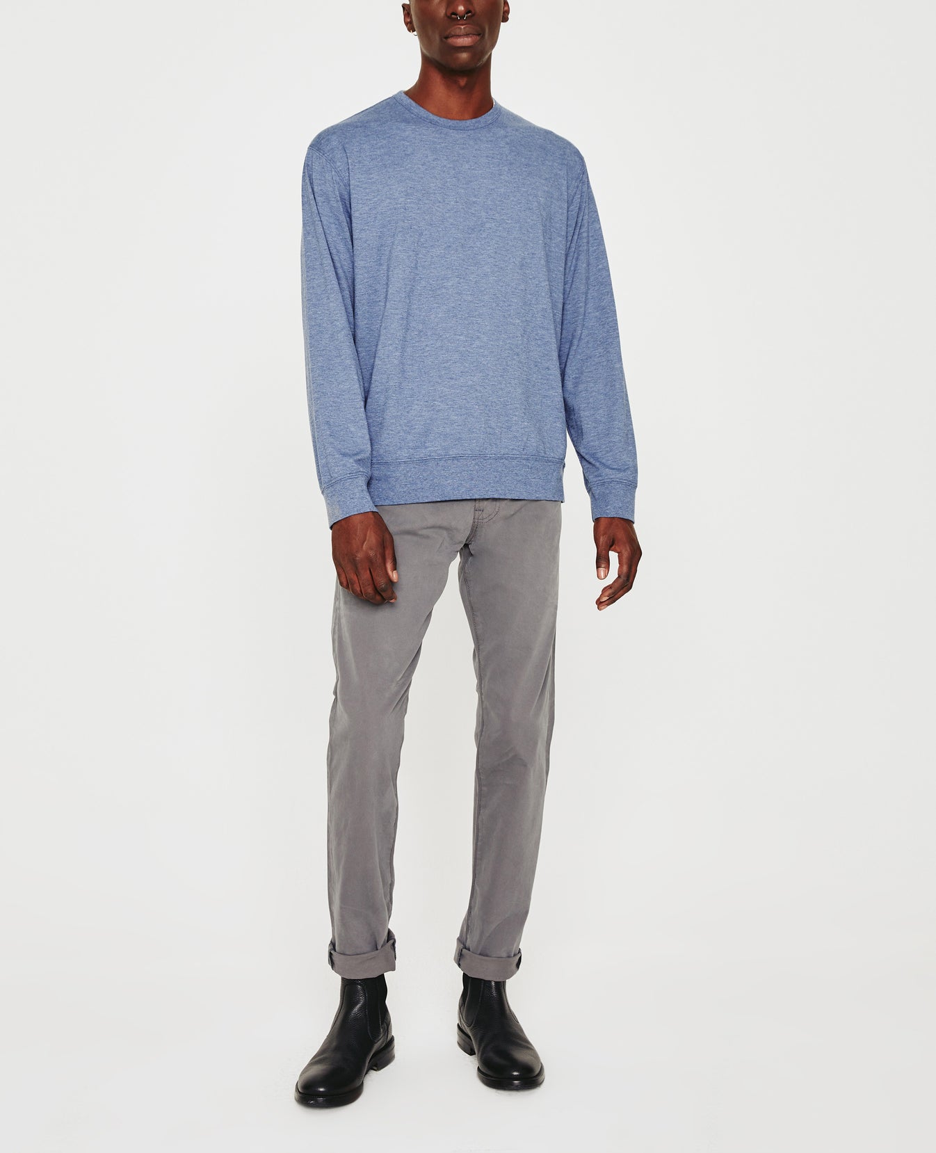 Wesley Pullover Heather Navy Mens Top Photo 2