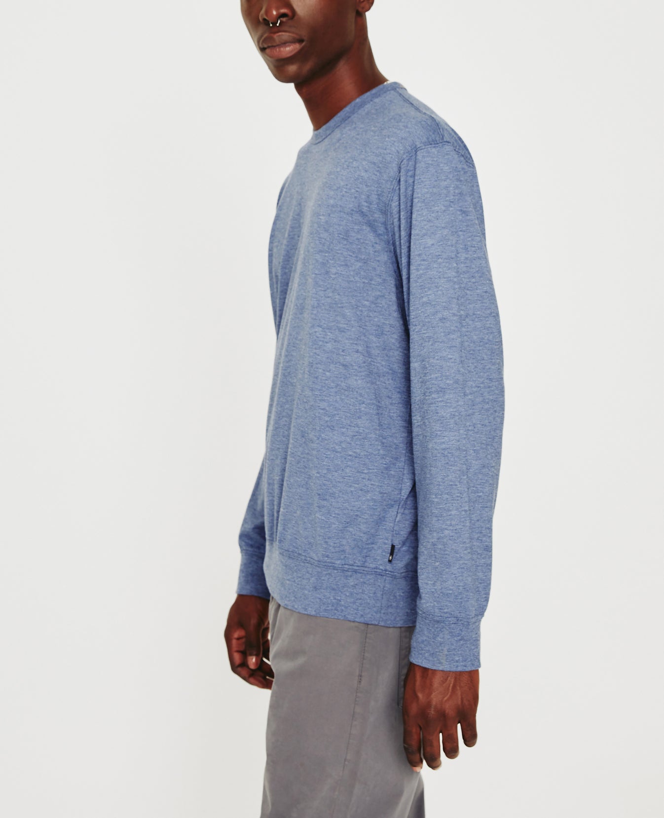Wesley Pullover Heather Navy Mens Top Photo 4
