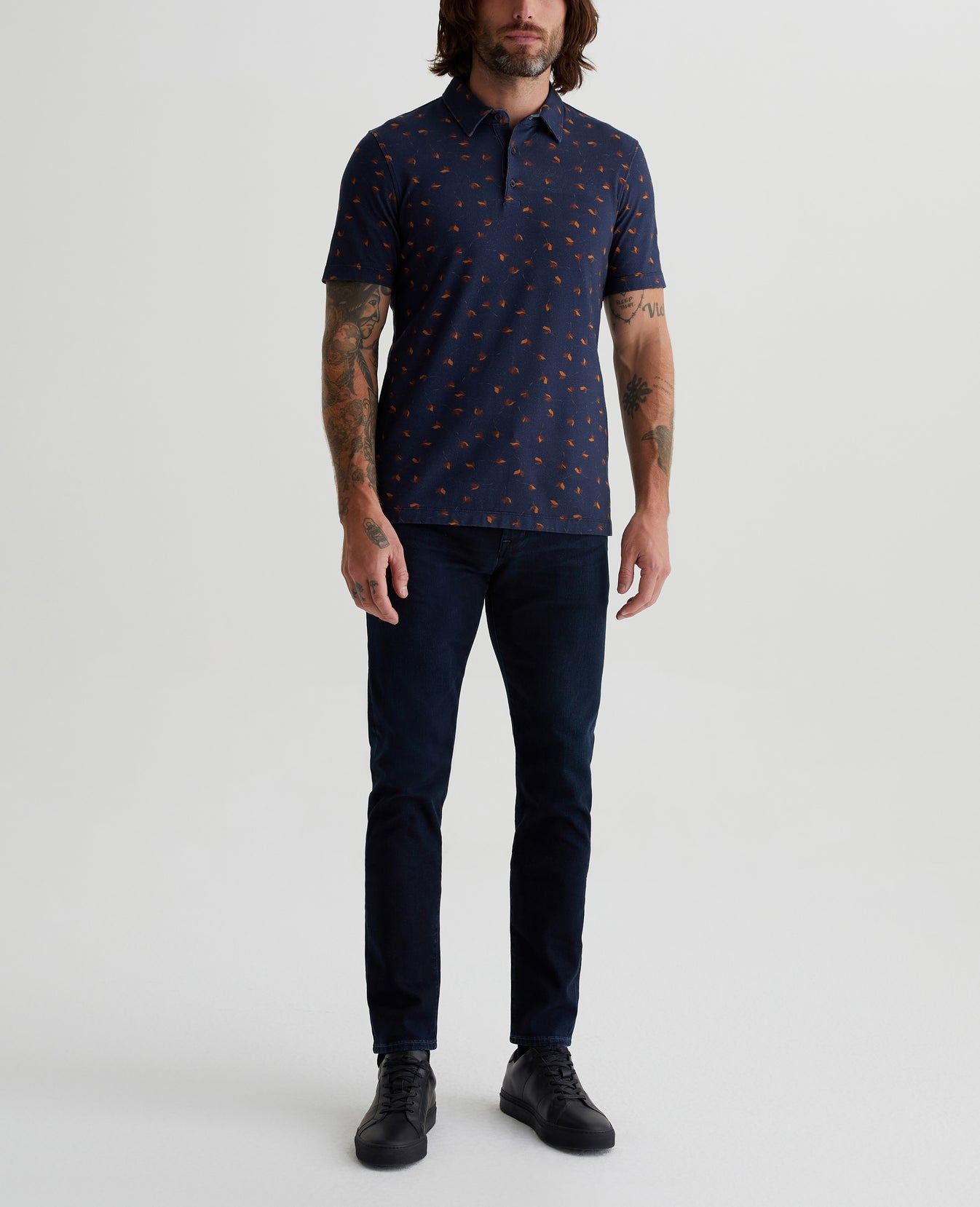 Bryce Polo Fallen Leaves Navy Multi Mens Top Photo 1