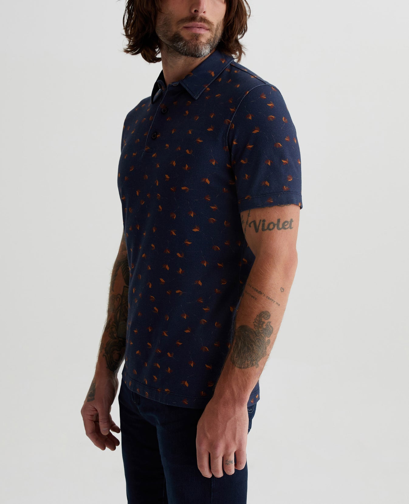 Bryce Polo Fallen Leaves Navy Multi Mens Top Photo 4