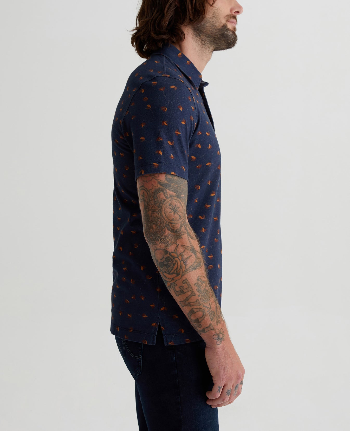 Bryce Polo Fallen Leaves Navy Multi Mens Top Photo 5