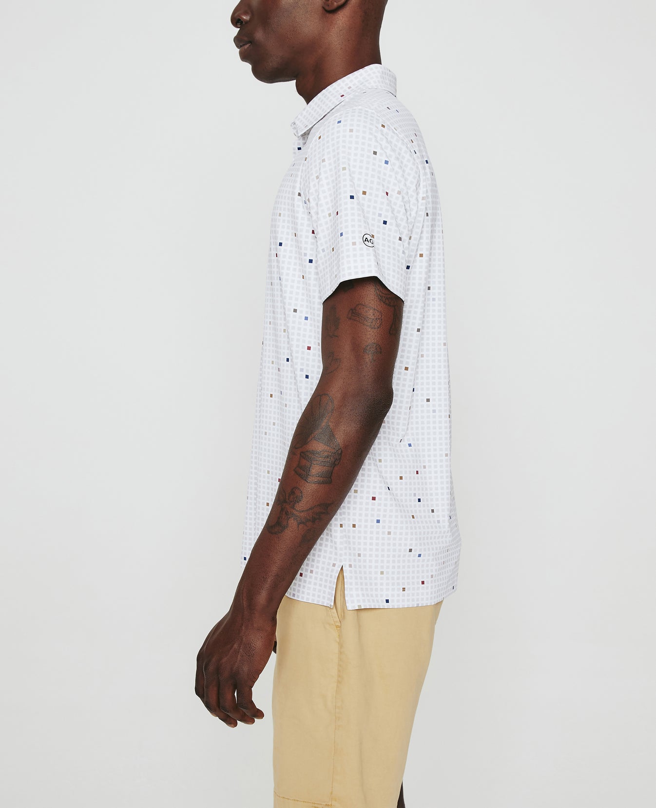 Bryce Polo City Grid Light Grey Multi Mens Top Photo 4