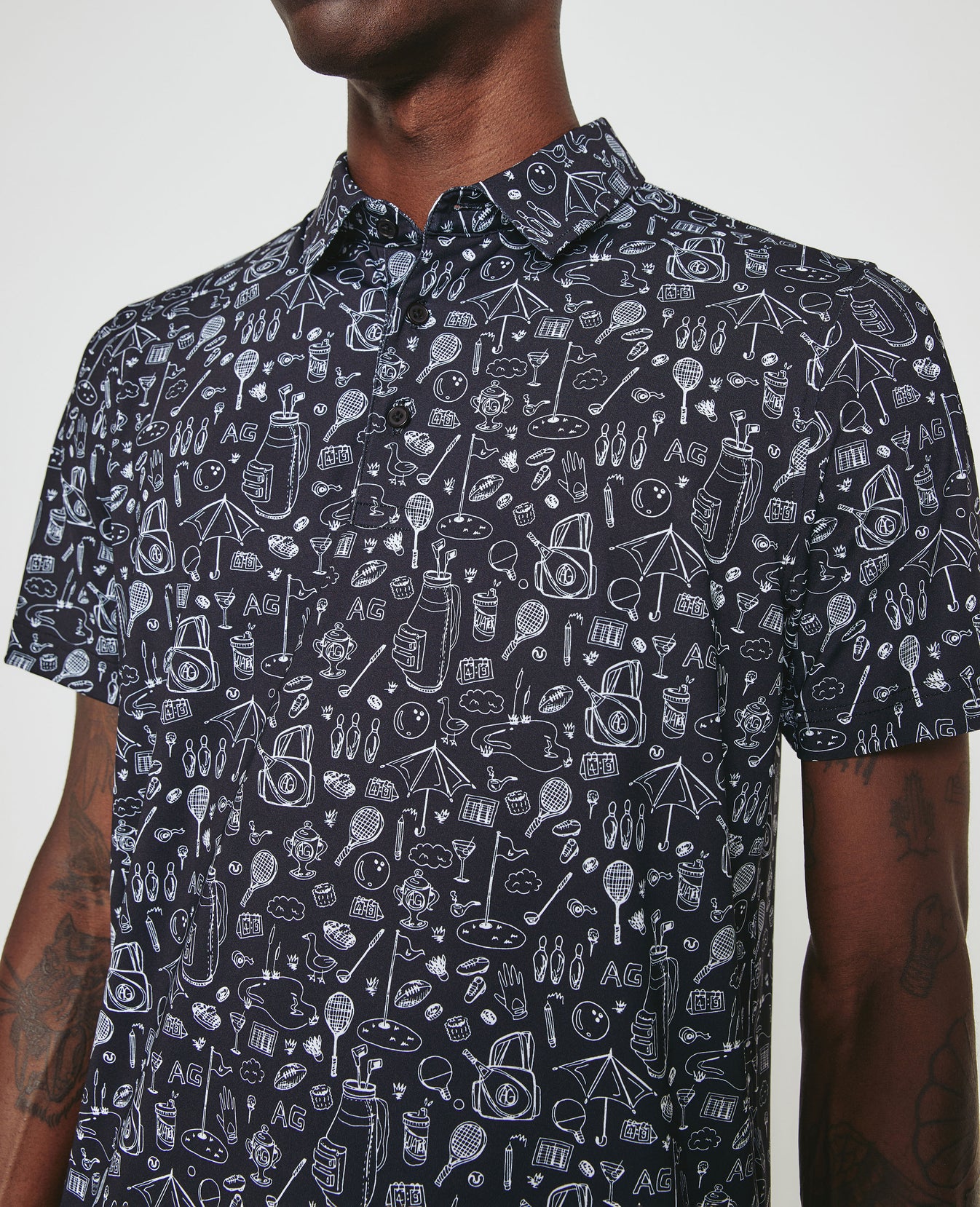 Bryce Polo Sports Doodle Black Mens Top Photo 2