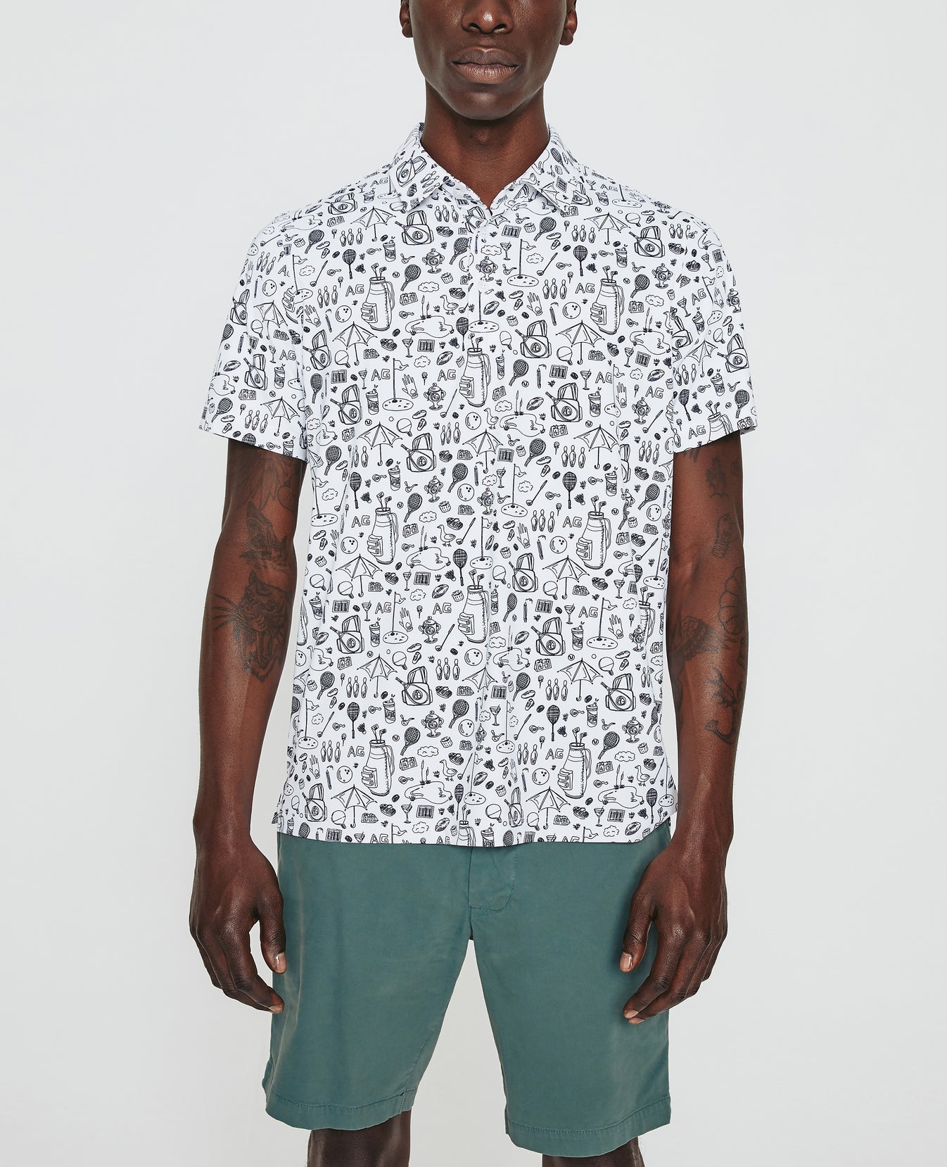 Bryce Polo Sports Doodle White Mens Top Photo 1