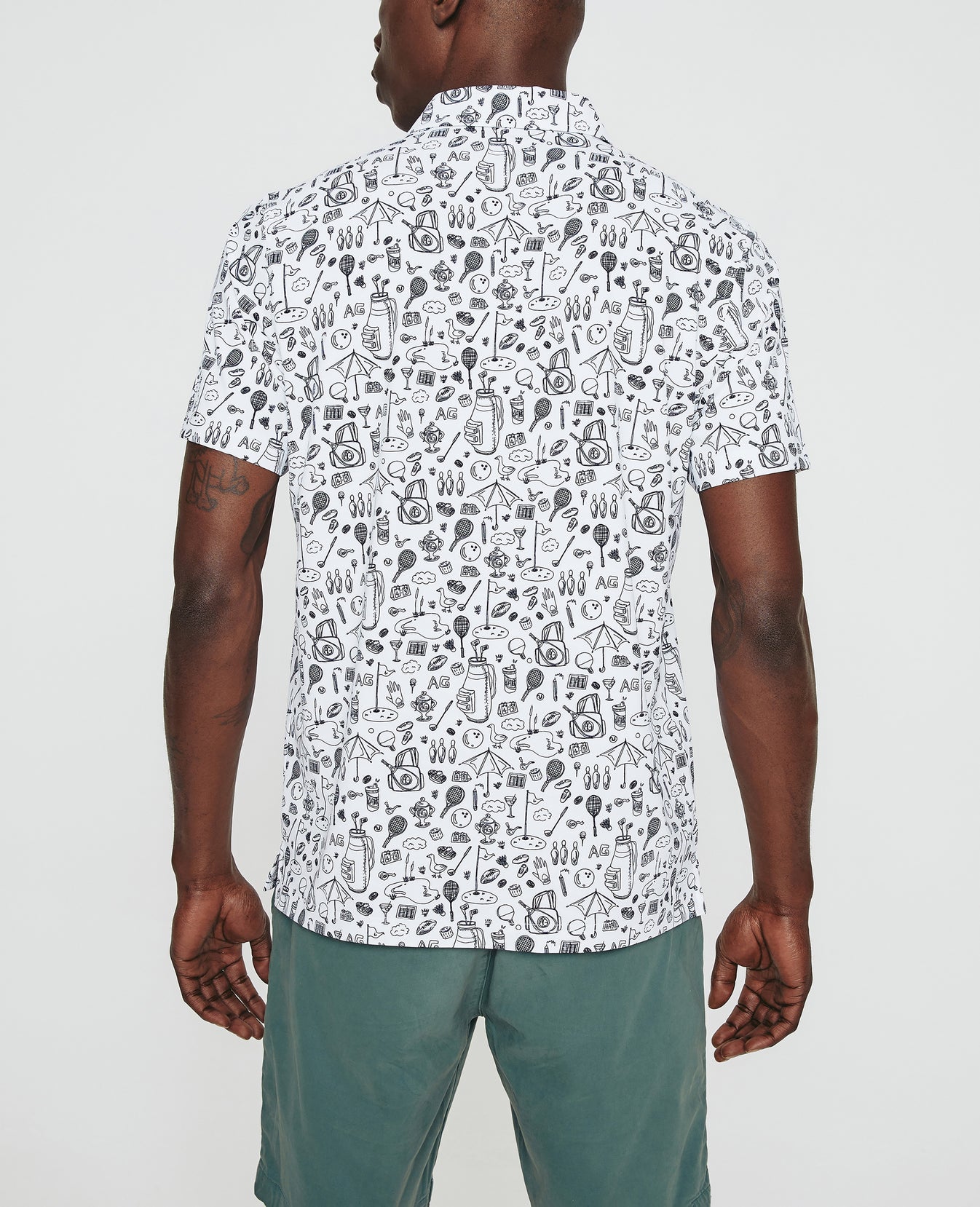 Bryce Polo Sports Doodle White Mens Top Photo 6