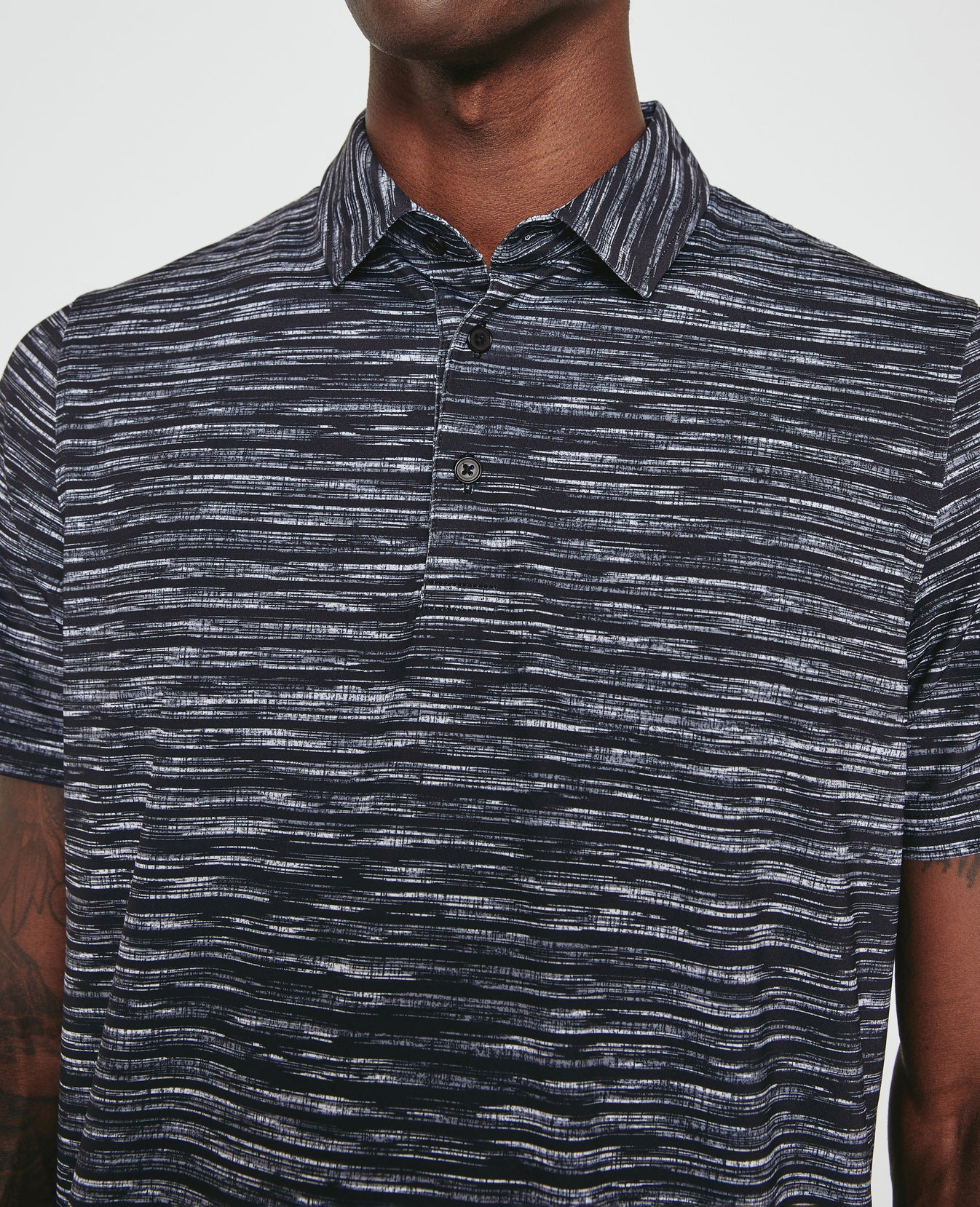 Bryce Polo Slub Stripe Black Mens Top Photo 2
