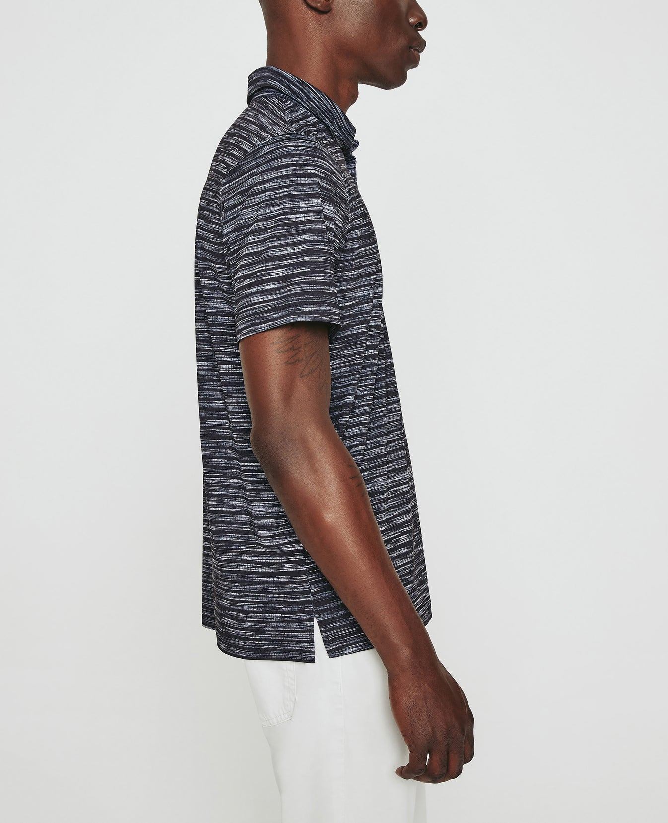 Bryce Polo Slub Stripe Black Mens Top Photo 4