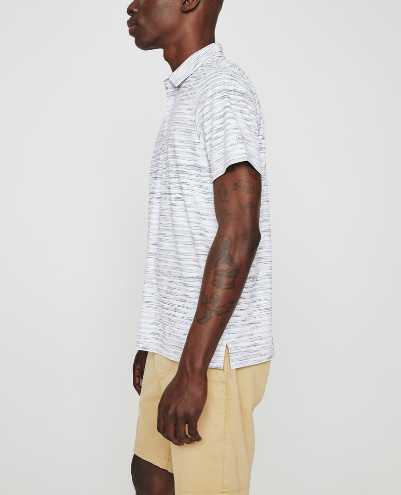Mens Bryce Polo Slub Stripe Light Grey at AG Jeans Outlet Official Store