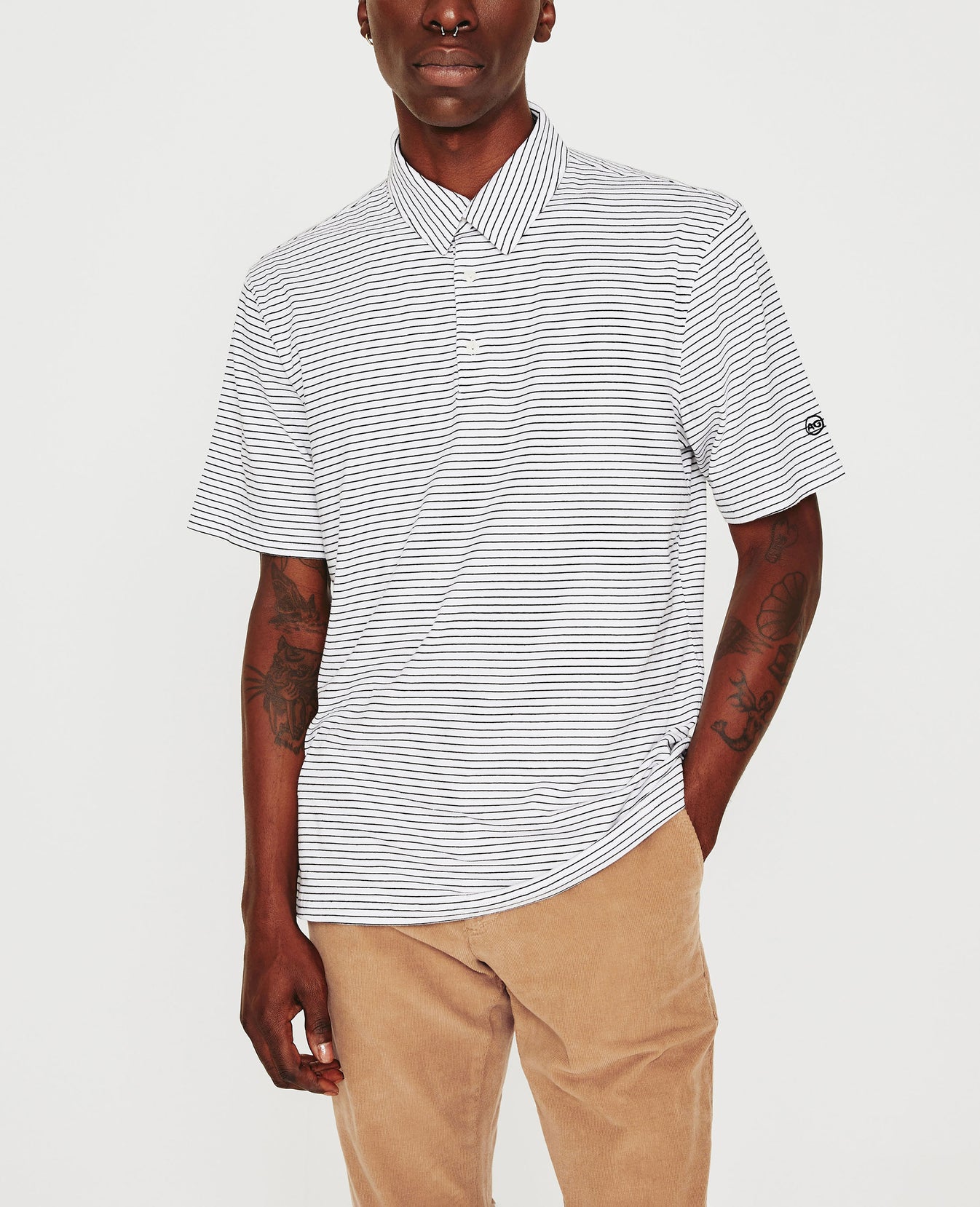 Bryce Polo True White True Black Mens Top Photo 1