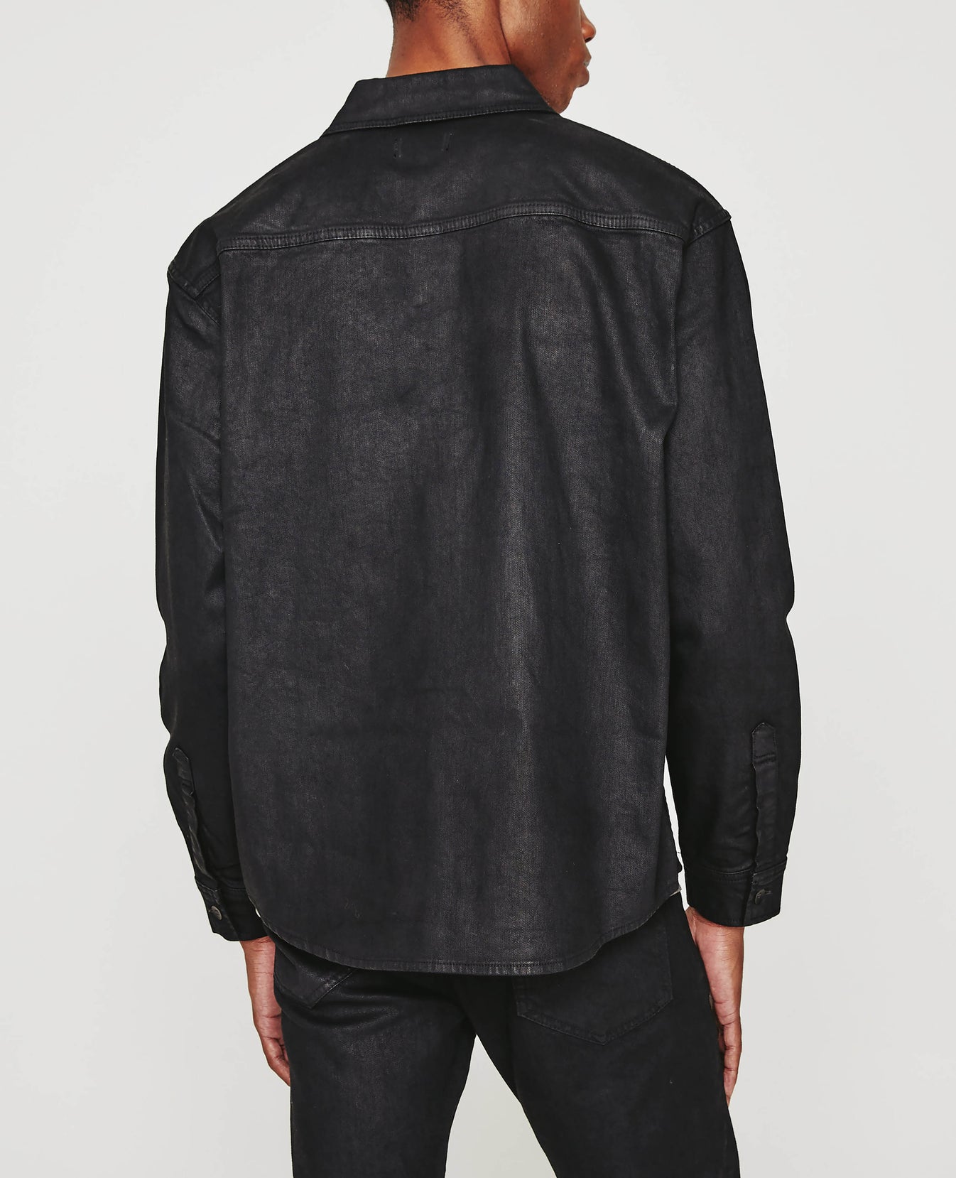 Elias Shirt Jacket Leatherette Ct Charcoal Black Mens Top Photo 6