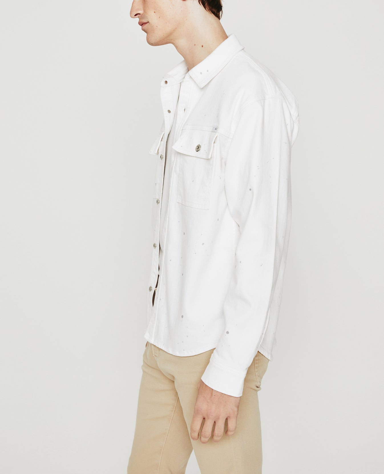 Elias Shirt Jacket True White Painted Mens Top Photo 5