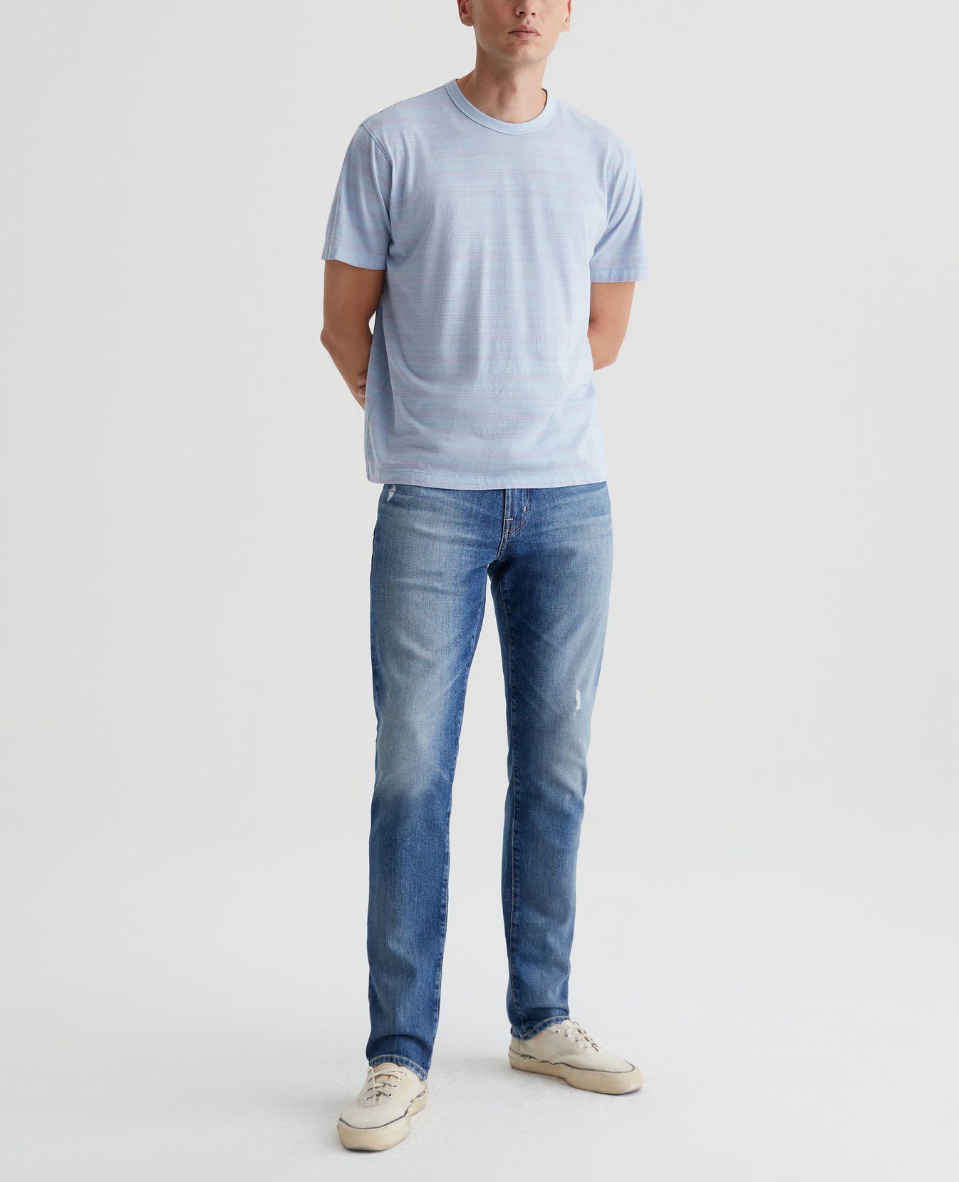 Wesley Crew Terrace Stripe Freshwater/Violet Mens Top Photo 2