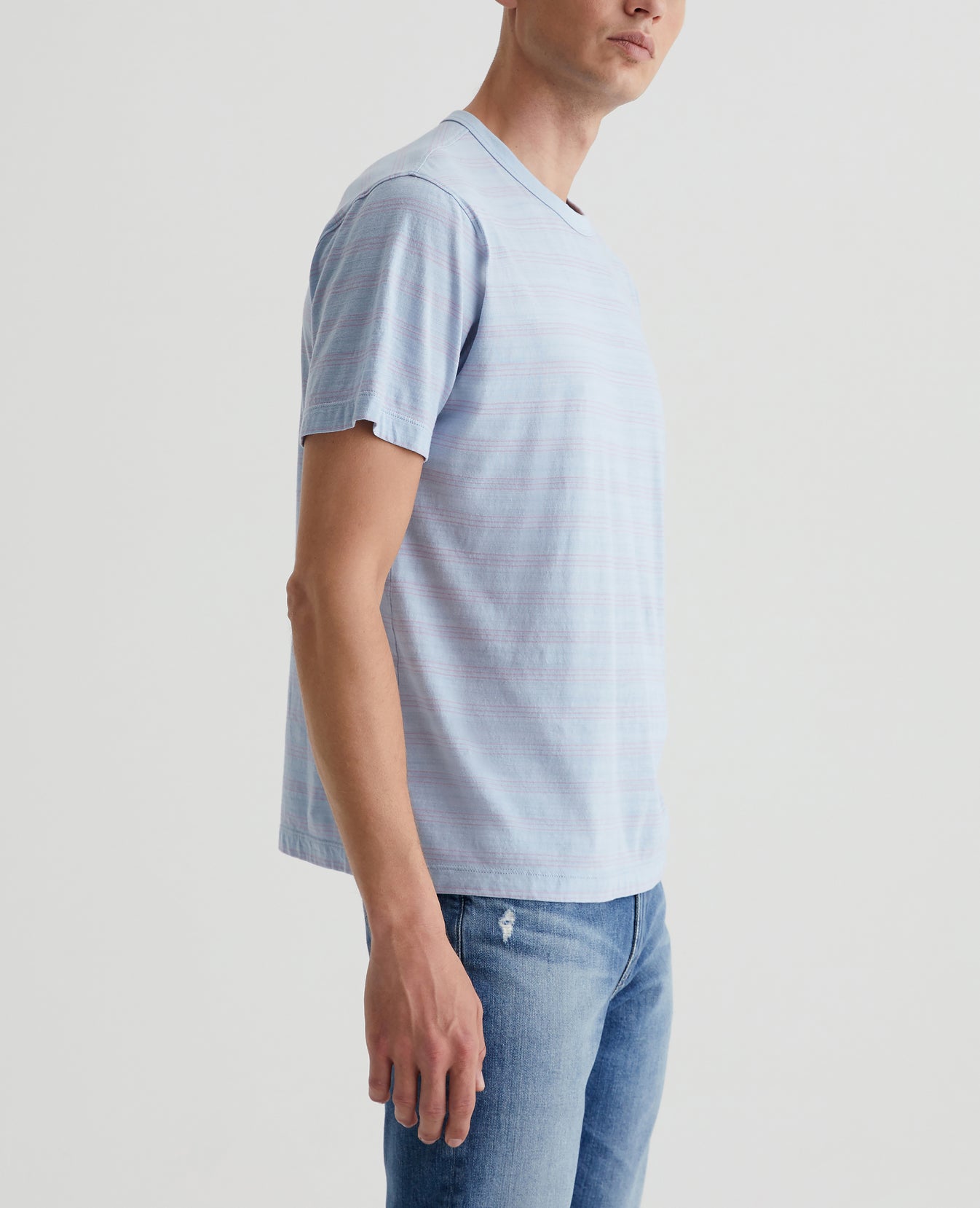 Wesley Crew Terrace Stripe Freshwater/Violet Mens Top Photo 3