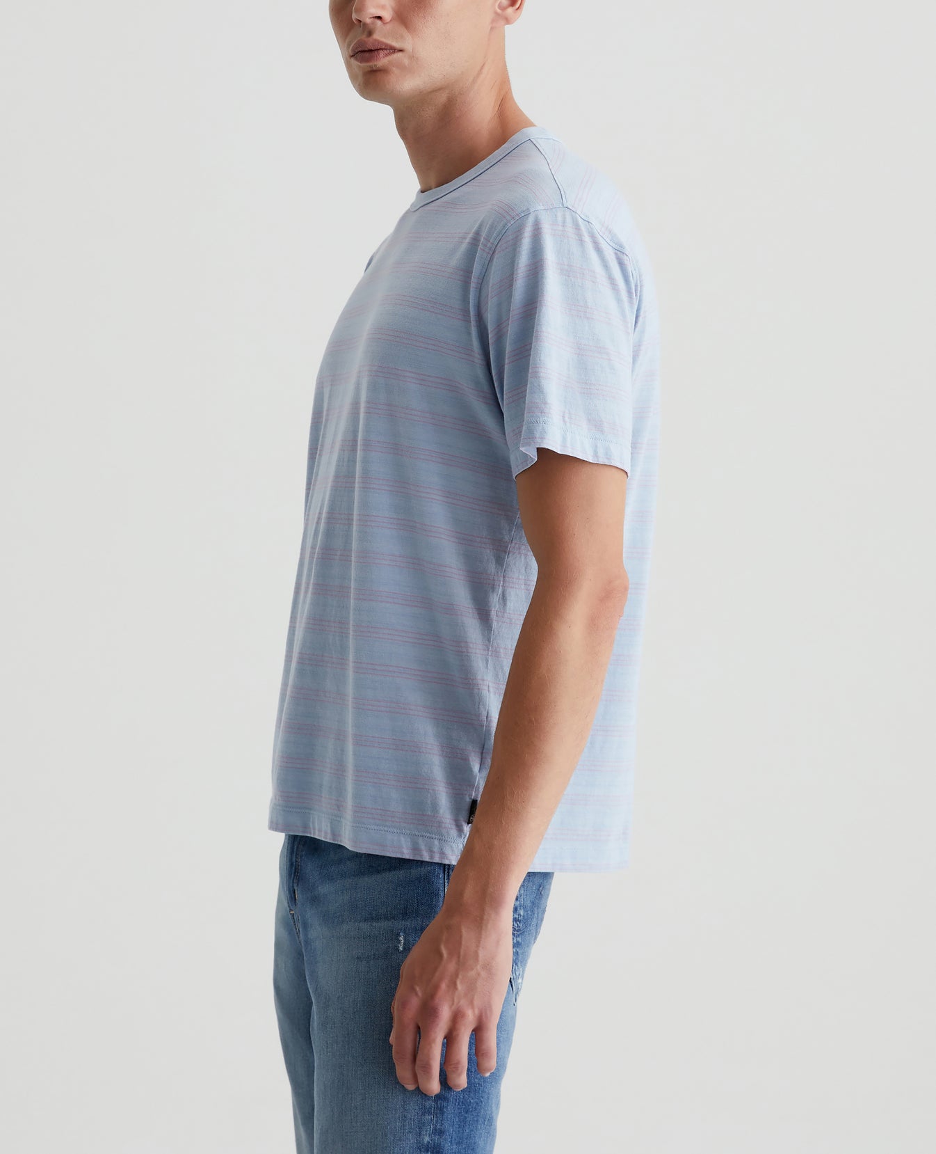 Wesley Crew Terrace Stripe Freshwater/Violet Mens Top Photo 4