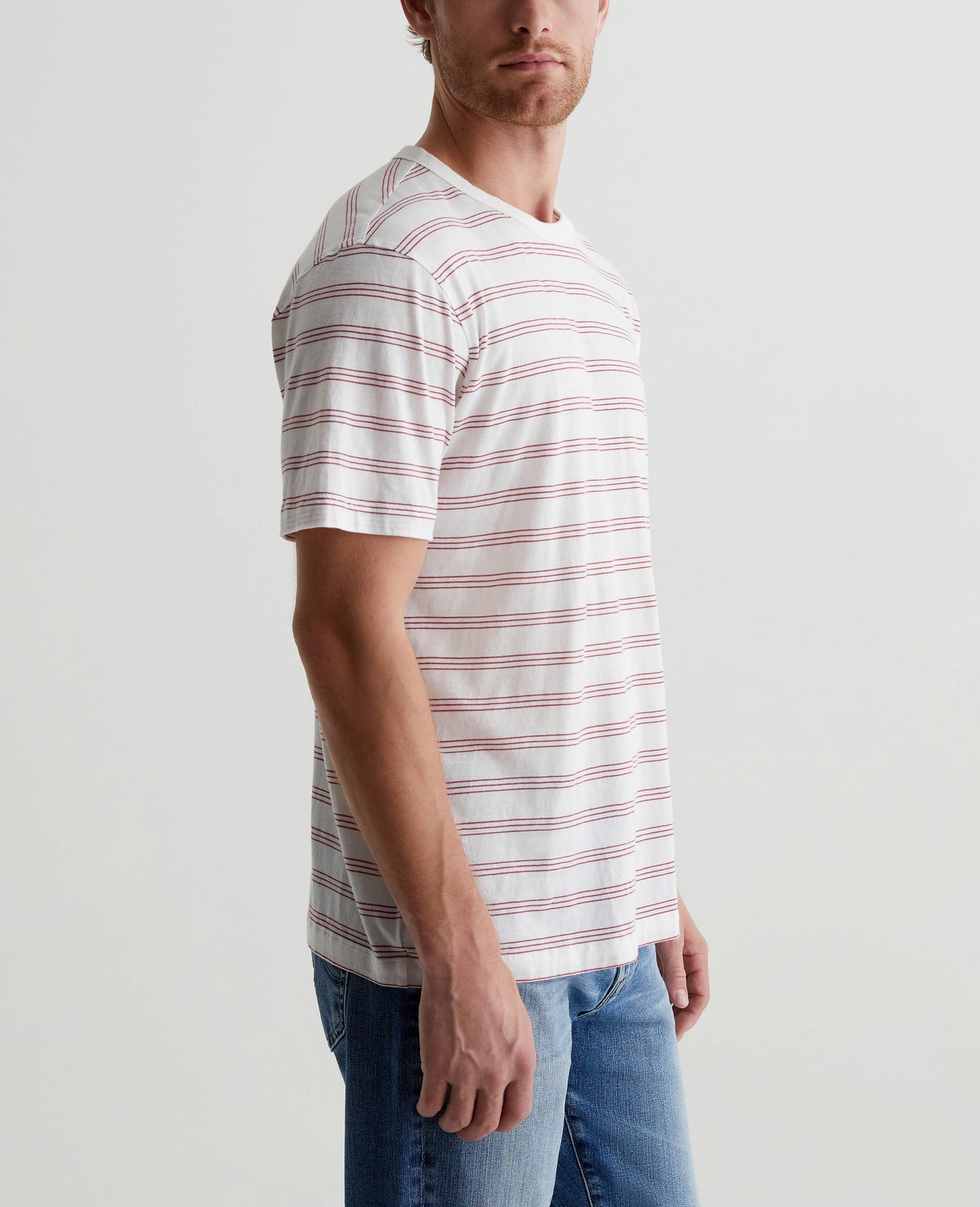 Wesley Crew Terrace Stripe Ex-White/Crimson Mens Top Photo 1