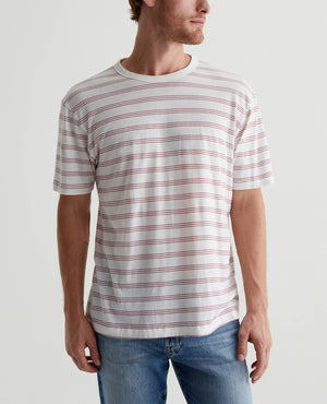 Wesley Crew Terrace Stripe Ex-White/Crimson Mens Top Photo 2