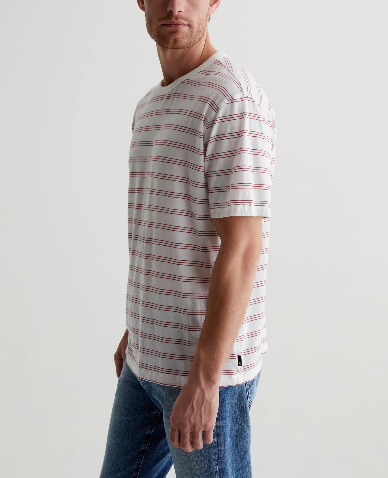 Wesley Crew Terrace Stripe Ex-White/Crimson Mens Top Photo 3