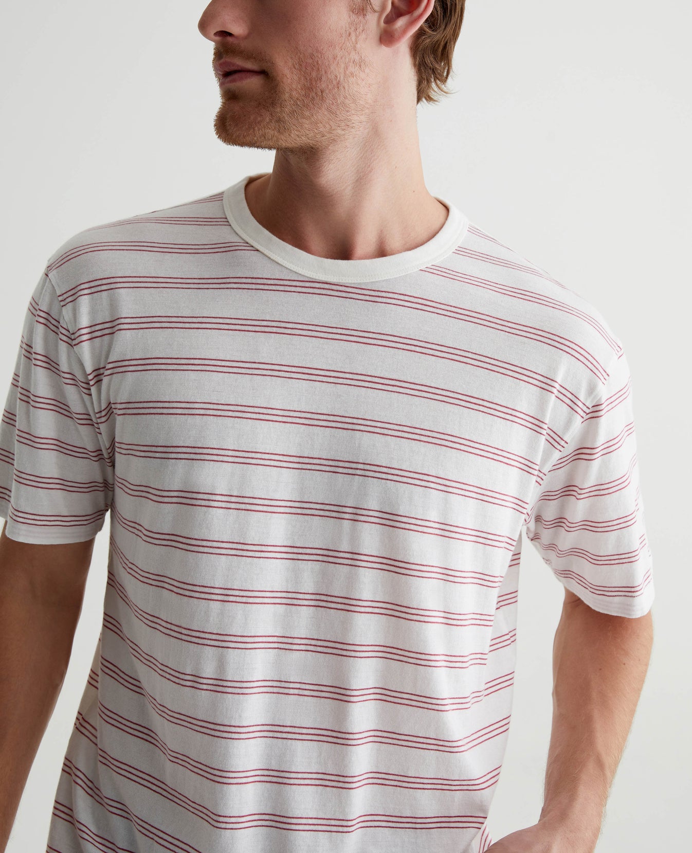 Wesley Crew Terrace Stripe Ex-White/Crimson Mens Top Photo 6