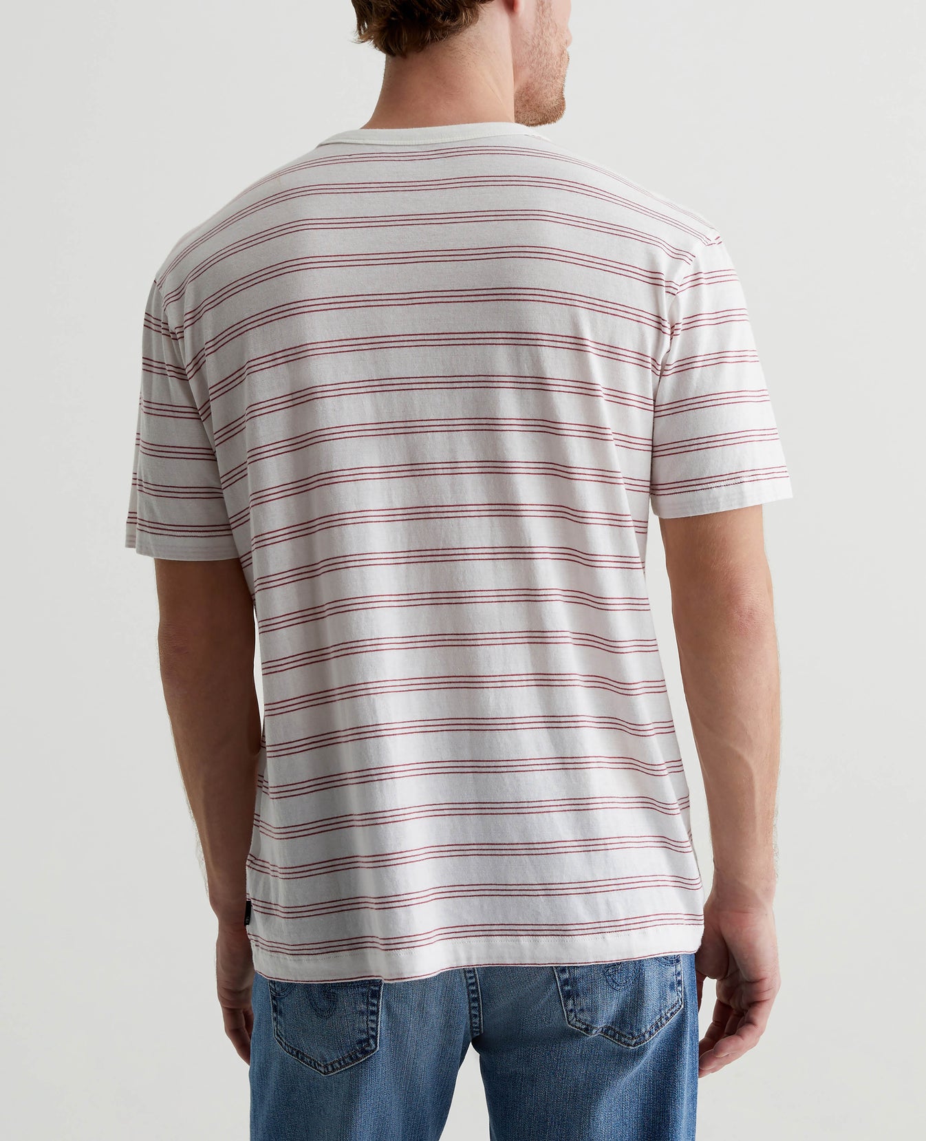 Wesley Crew Terrace Stripe Ex-White/Crimson Mens Top Photo 7