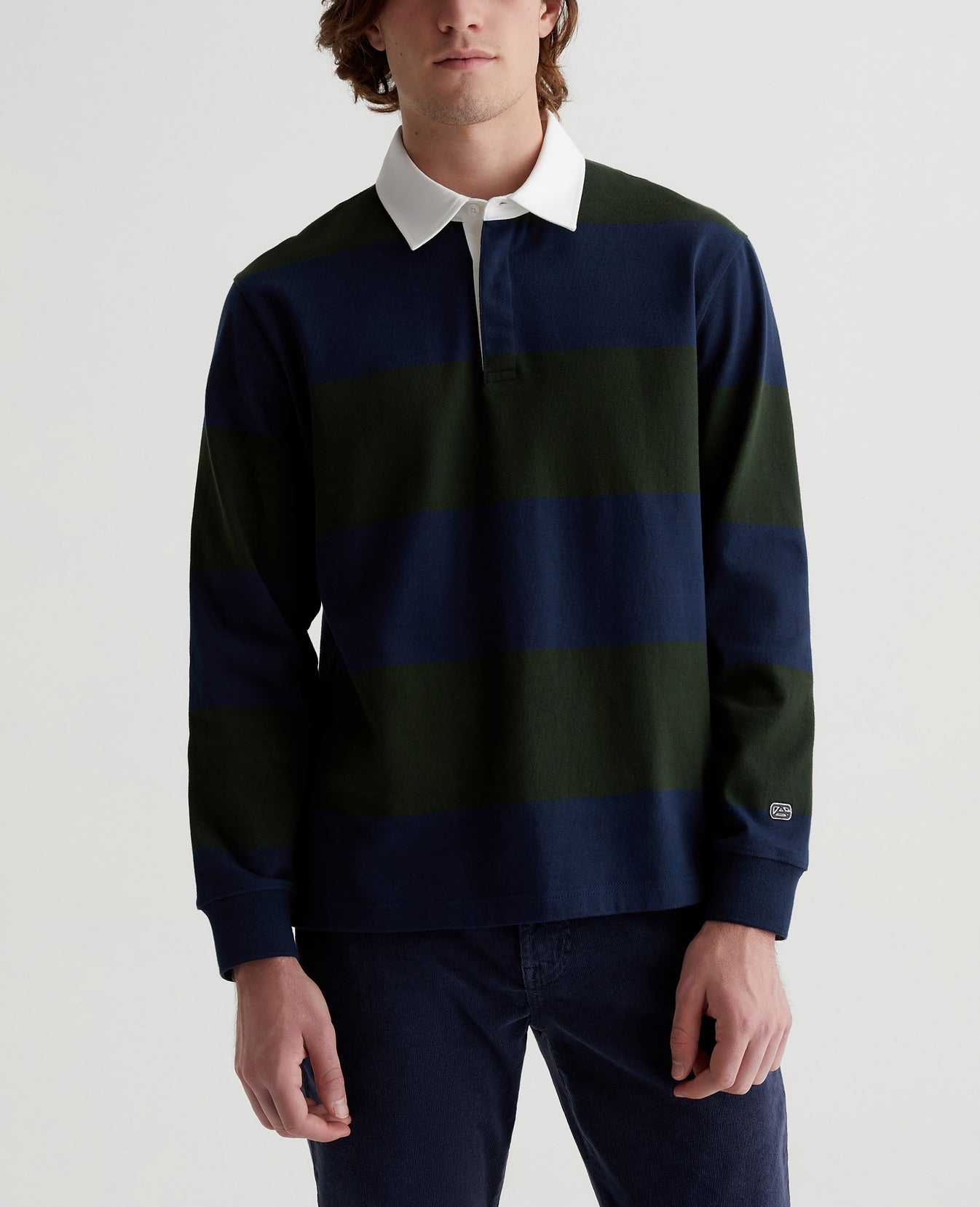 Wade Rugby Shirt Deep Forest/Ocean Storm Mens Top Photo 1