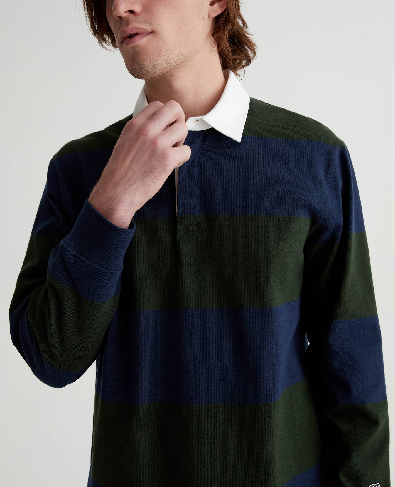 Wade Rugby Shirt Deep Forest/Ocean Storm Mens Top Photo 3