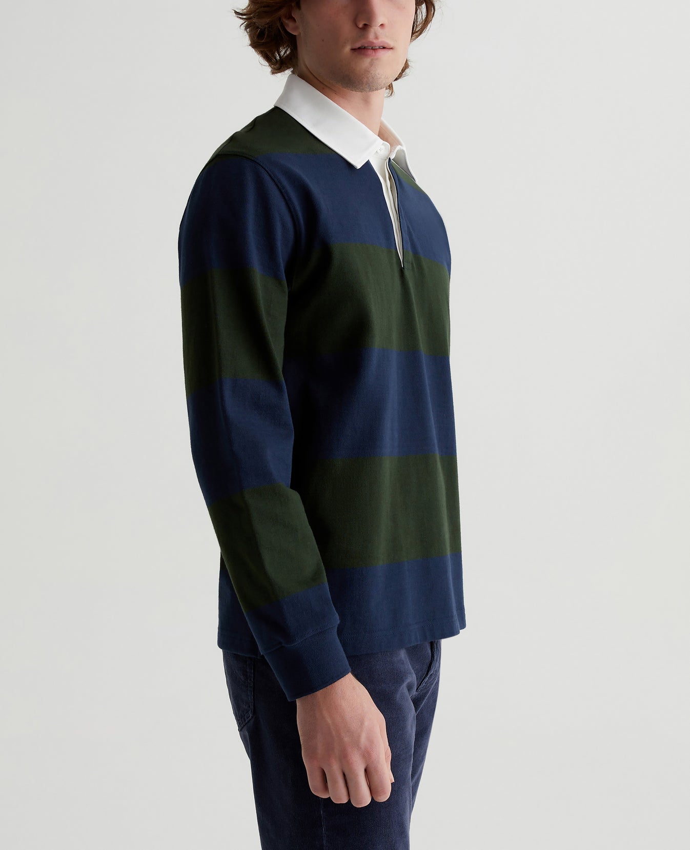 Wade Rugby Shirt Deep Forest/Ocean Storm Mens Top Photo 4