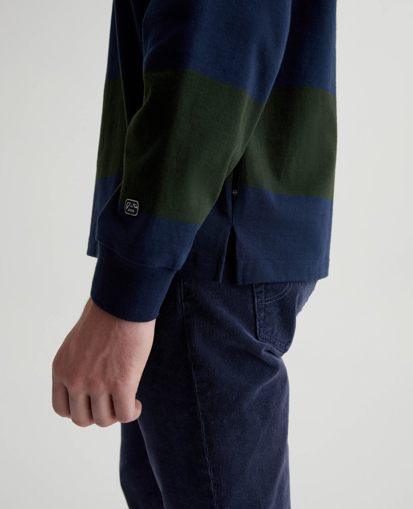 Wade Rugby Shirt Deep Forest/Ocean Storm Mens Top Photo 5