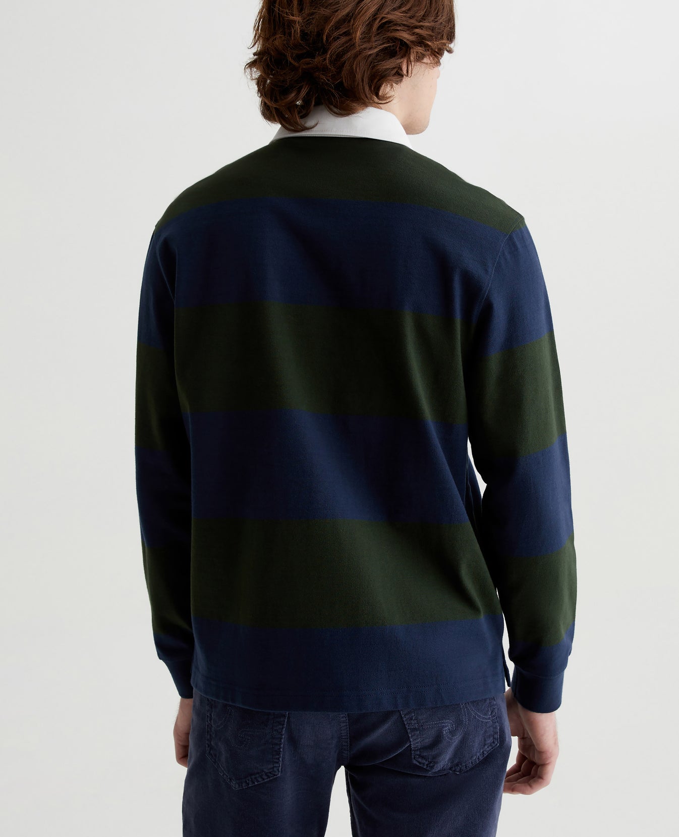 Wade Rugby Shirt Deep Forest/Ocean Storm Mens Top Photo 6