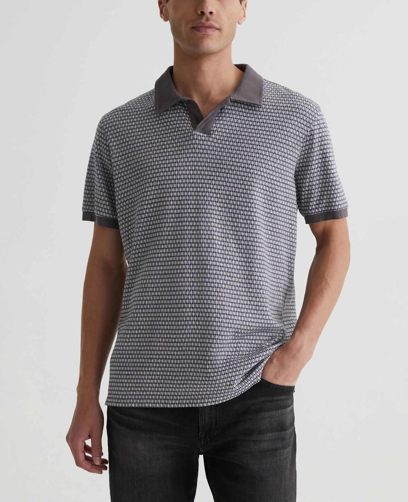 Bryce Johnny Collar Picnic Grey Multi Mens Top Photo 2